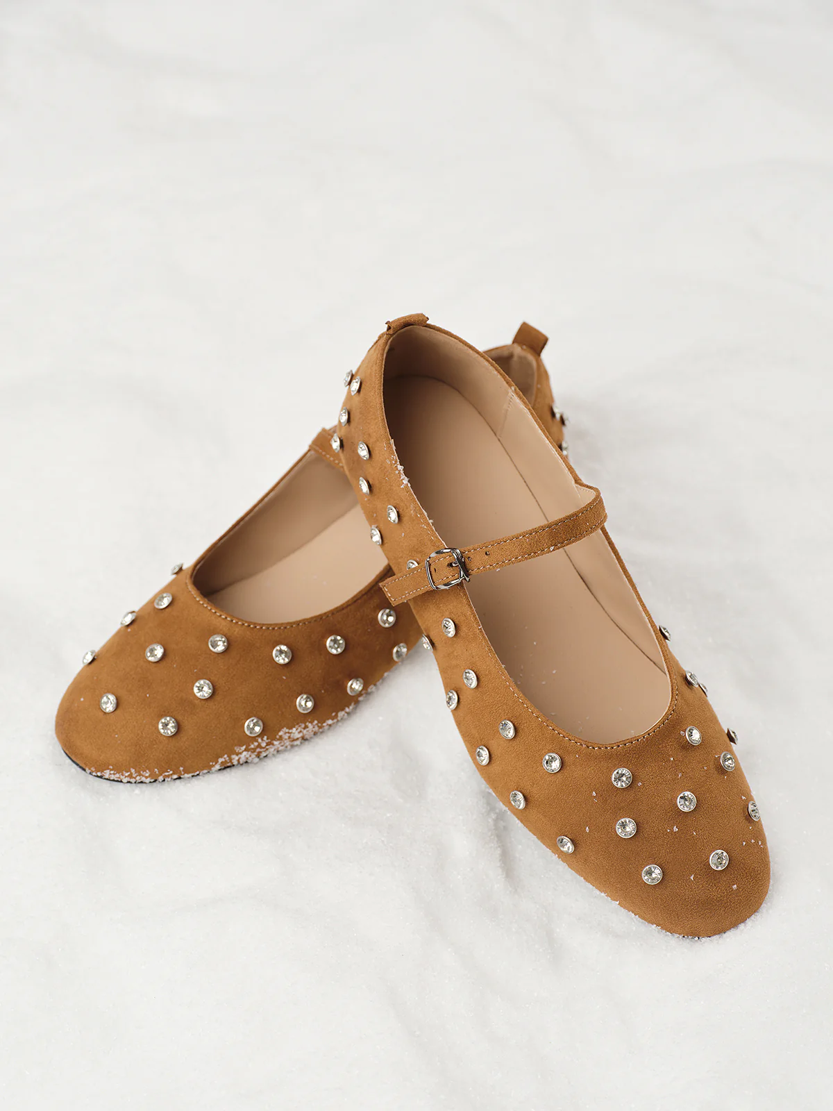Rhinestone Suede Ballet Flats - Image 3
