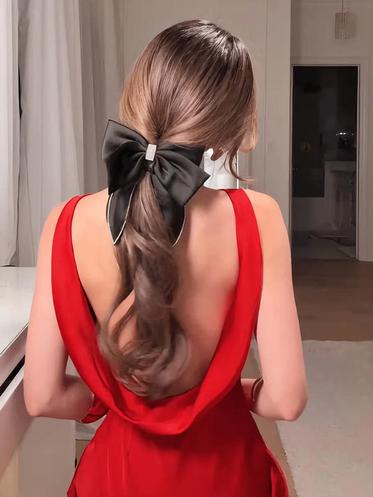 Rhinestone Trim Bow Hair Accessory - Image 2