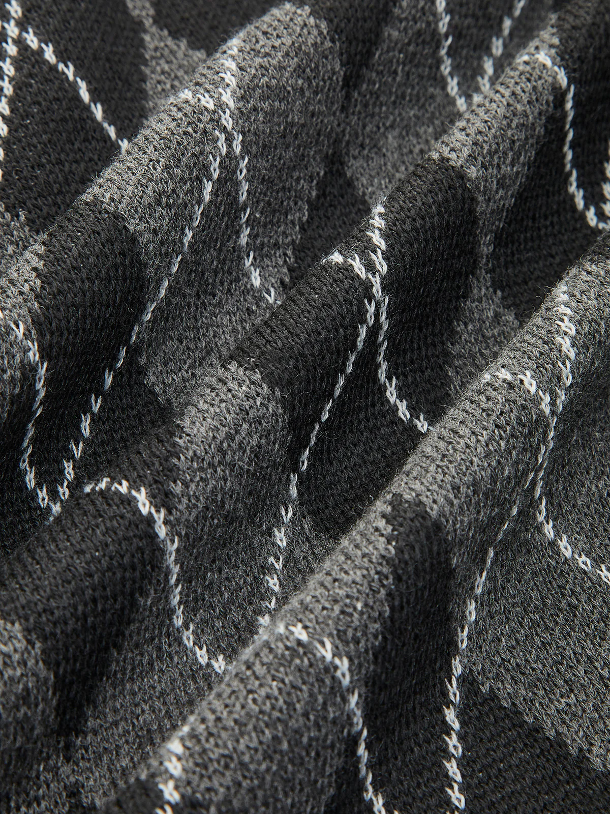 Rhombic Pattern Belted Button Cardigan - Image 3