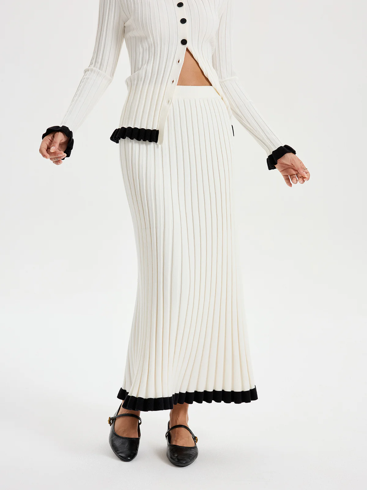 Rib-knit Skirt with Contrasting Ruffles - Image 4
