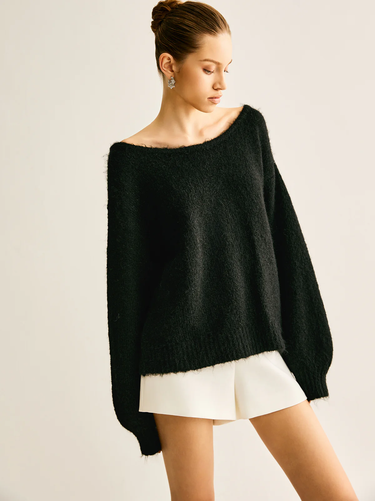Ribbed Bow Loose Sweater - Image 4