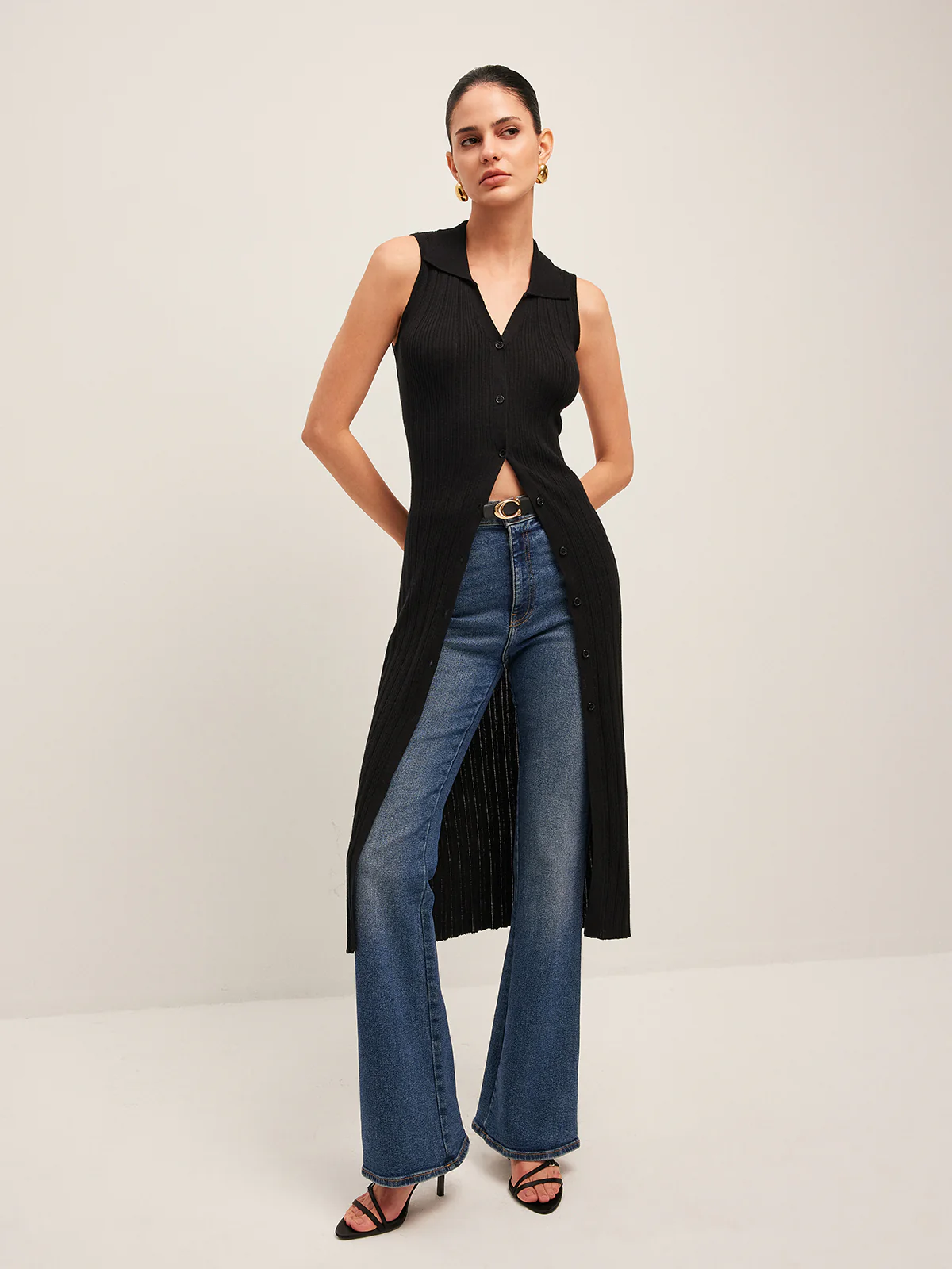 Ribbed Button-Up Knit Dress - Image 4