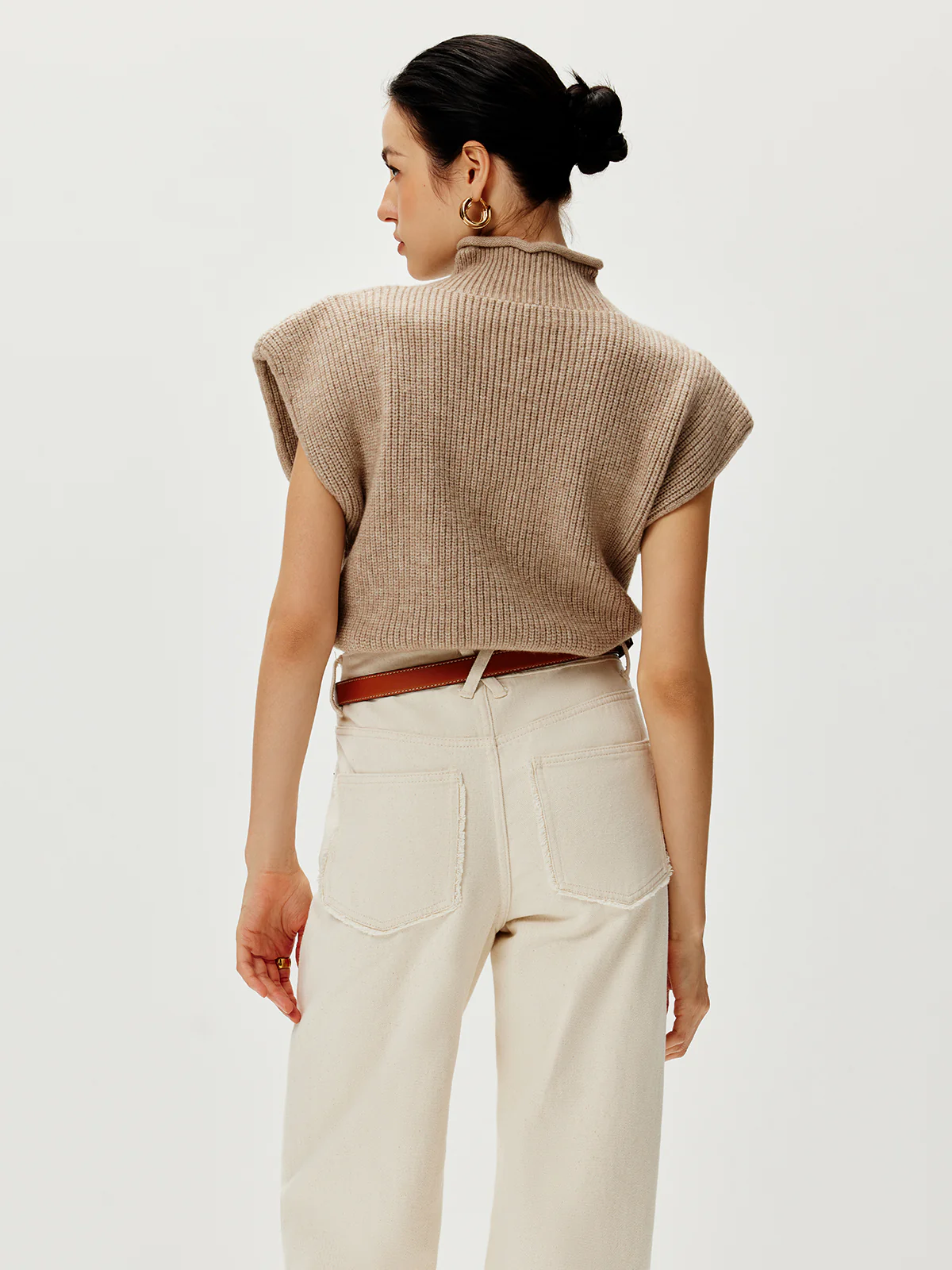 Ribbed Cap Sleeve Warm Sweater - Image 6