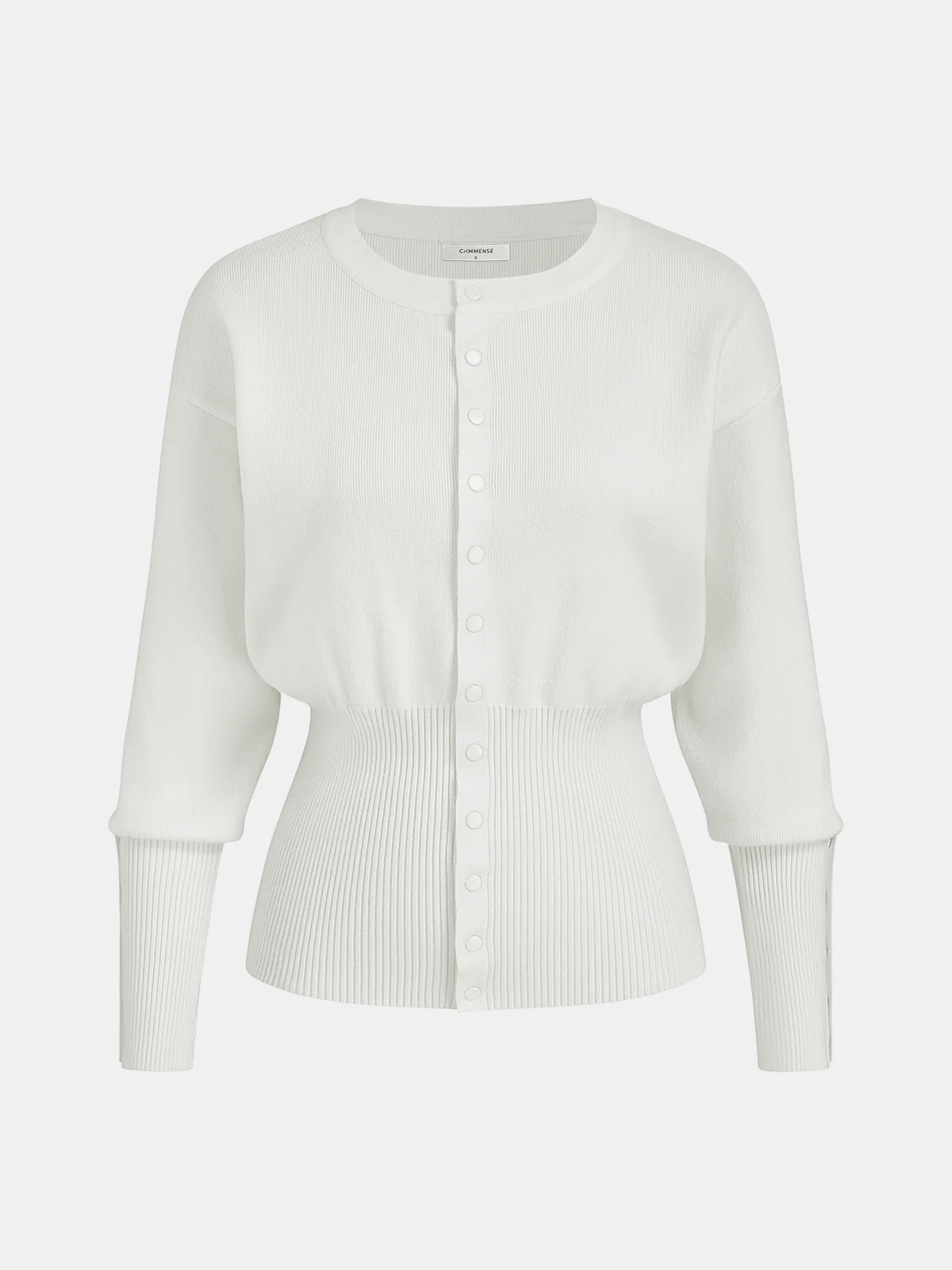 Ribbed Cinched-Waist Button-Front Cardigan