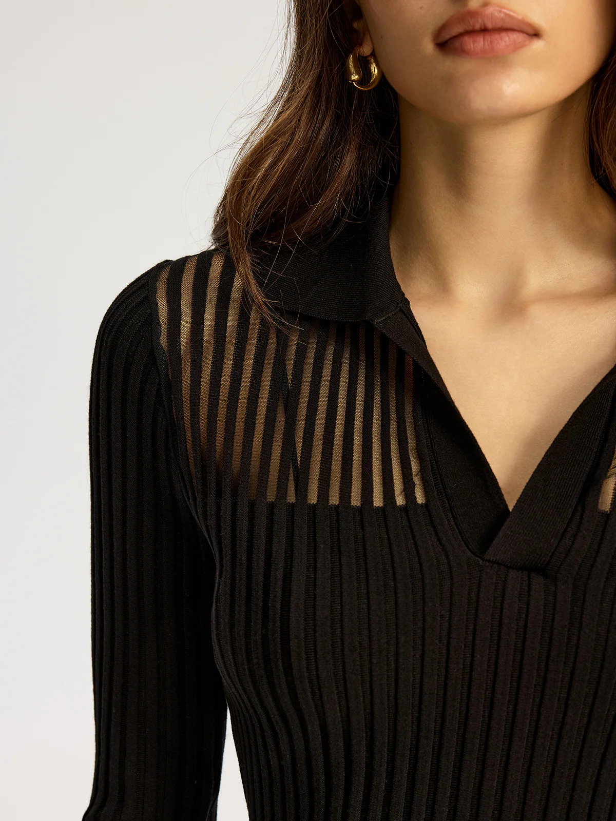 Ribbed Collared Knit Top - Image 4