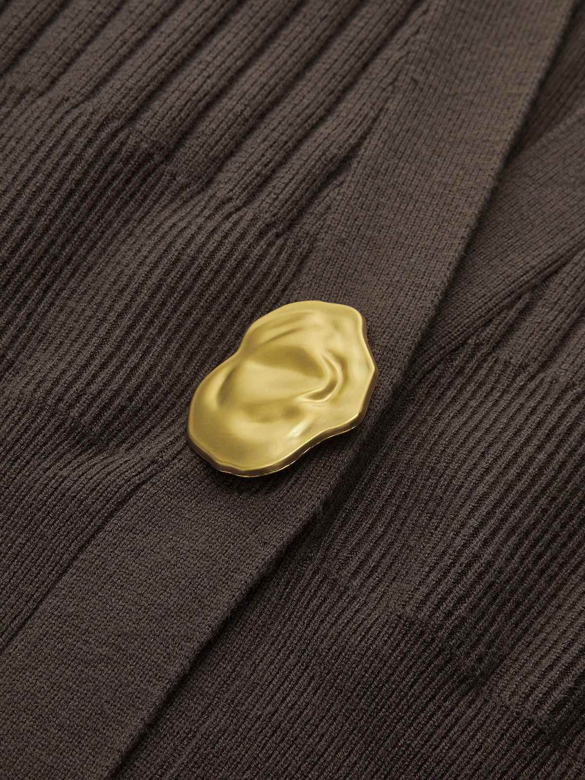 Ribbed Collared Metal Button Cardigan - Image 3