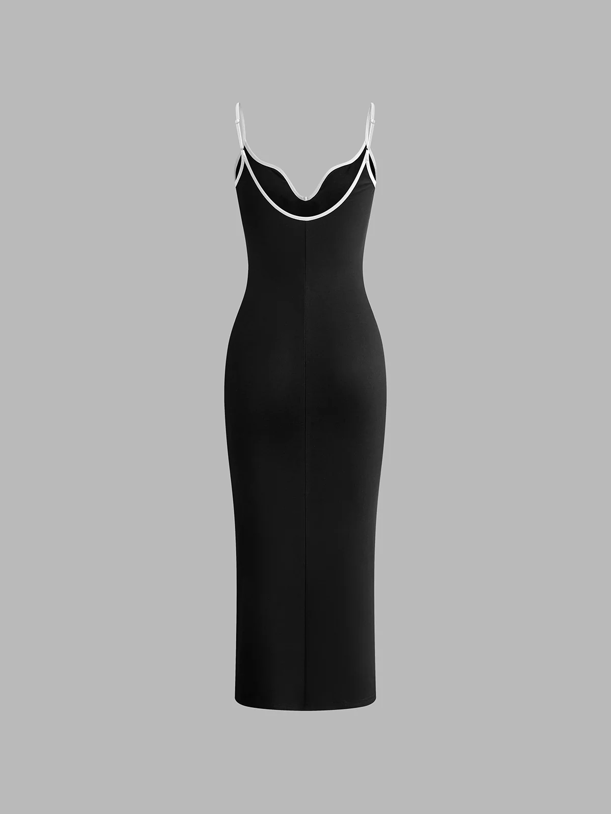 Ribbed Contrast Bow Cami Long Dress - Image 3