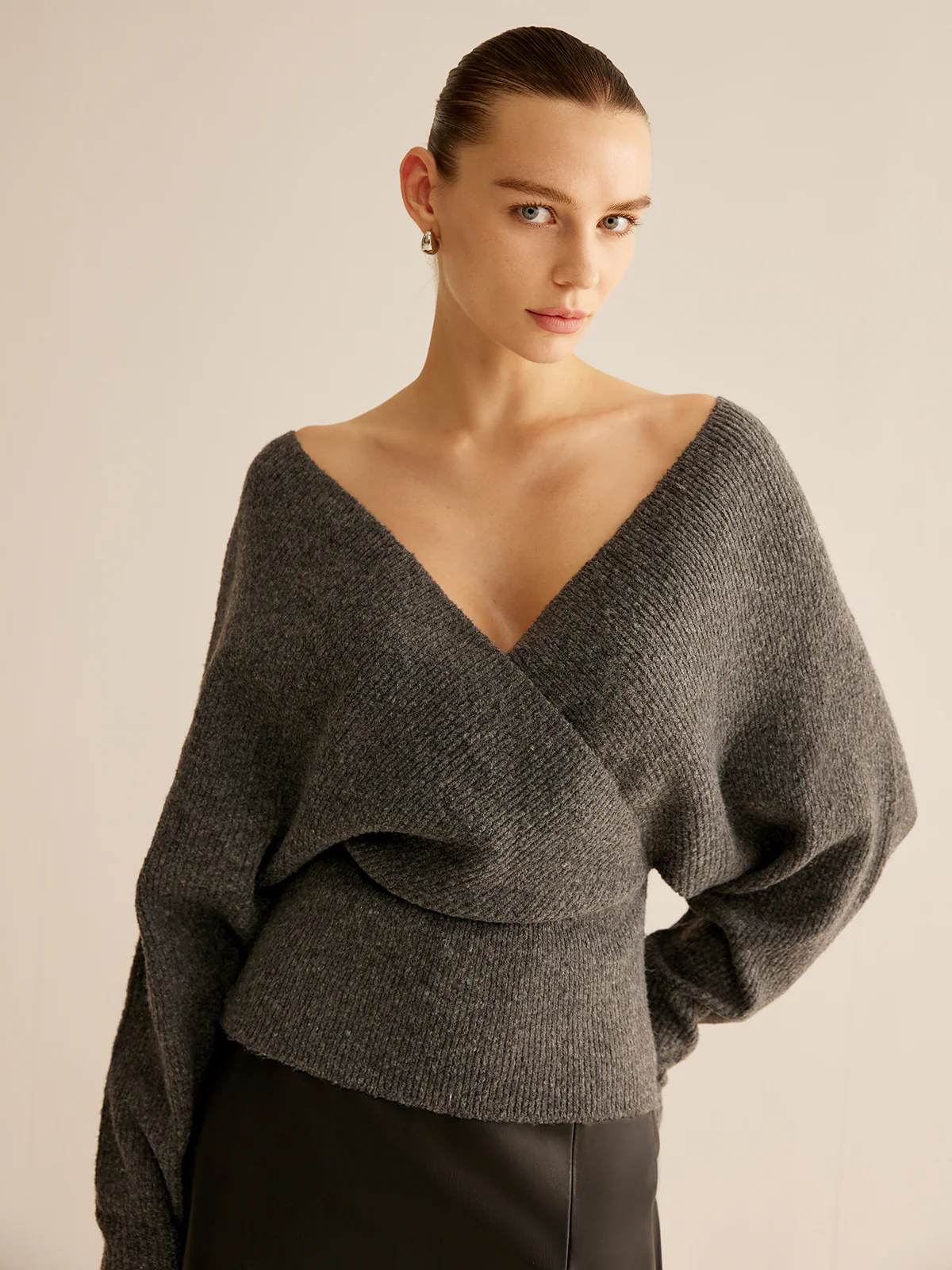 Ribbed Criss Cross Cinched Sweater - Image 4