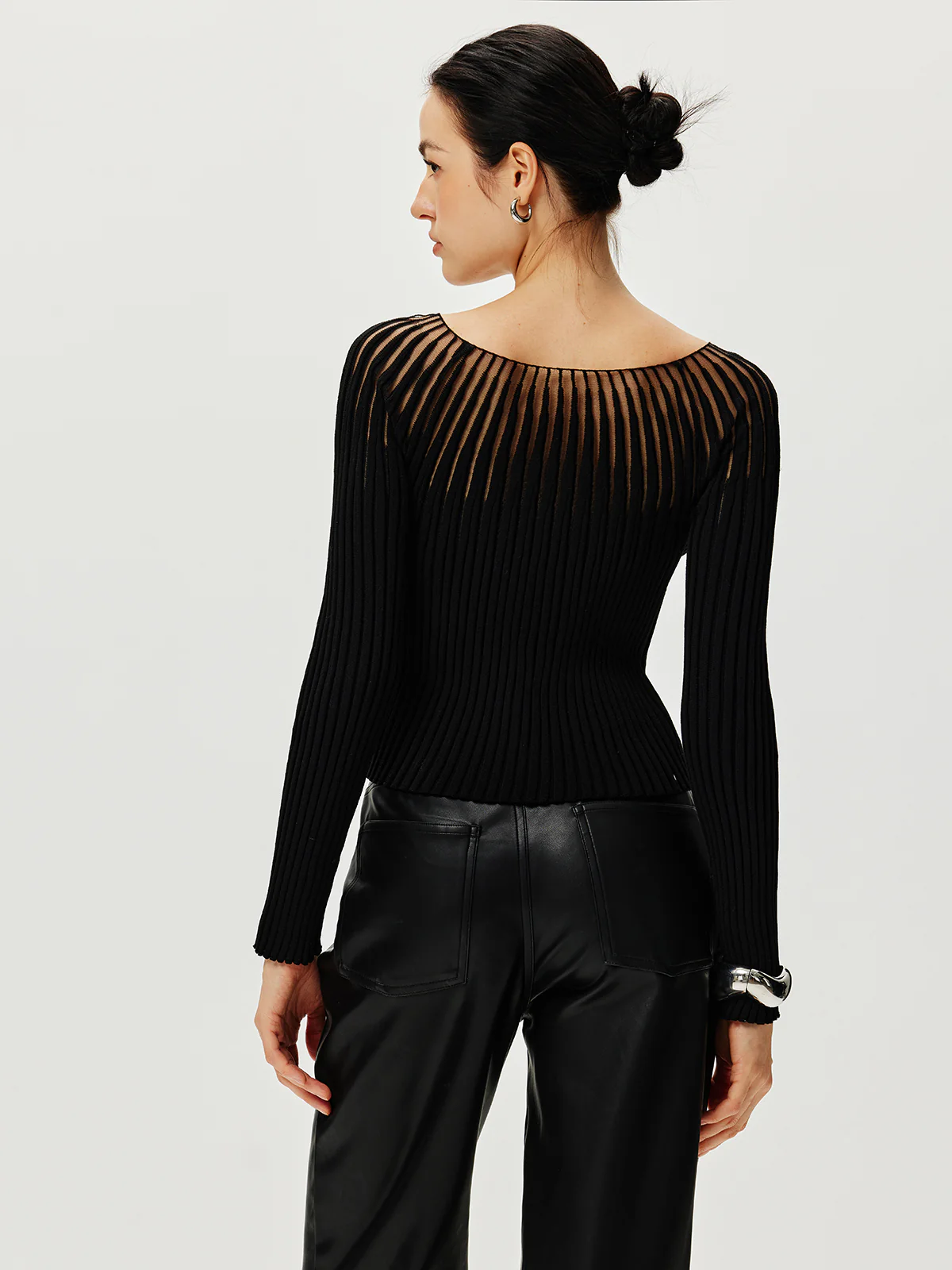 Ribbed Hollow Sweater - Image 6