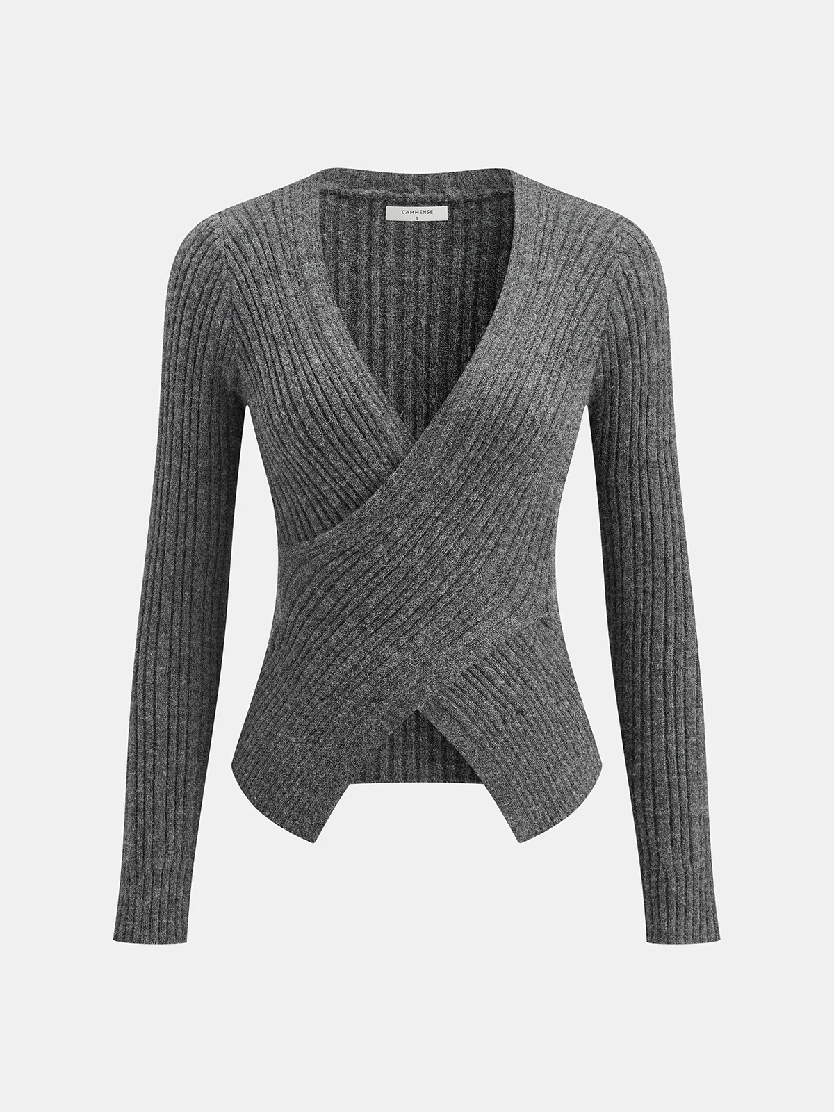 Ribbed Knit Cross-Front Top and Mermaid Skirt Set - Image 2