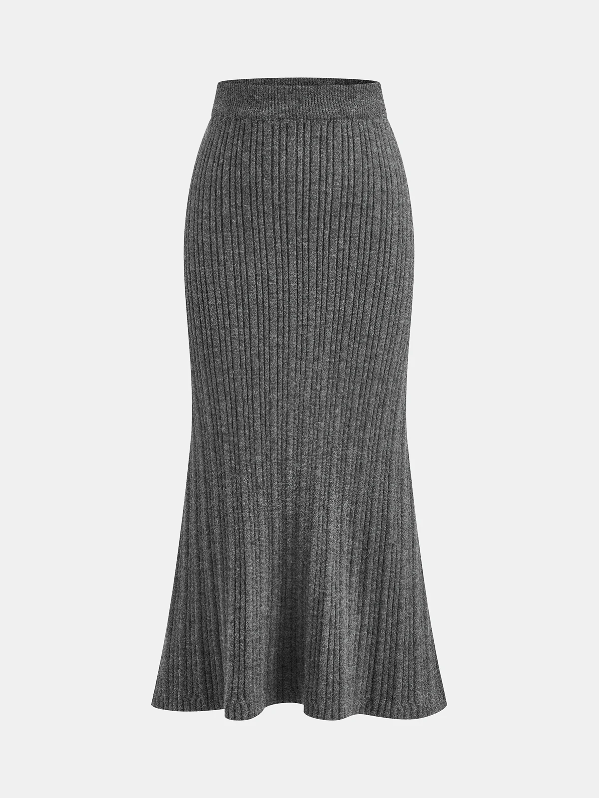 Ribbed Knit Cross-Front Top and Mermaid Skirt Set - Image 4