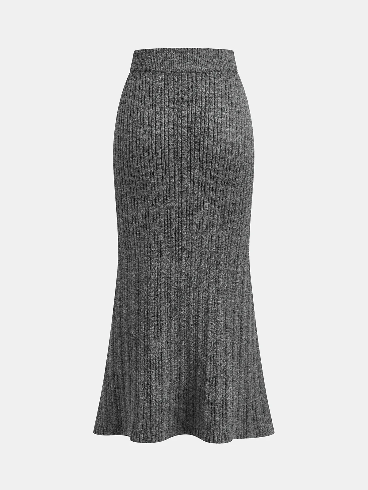 Ribbed Knit Cross-Front Top and Mermaid Skirt Set - Image 5