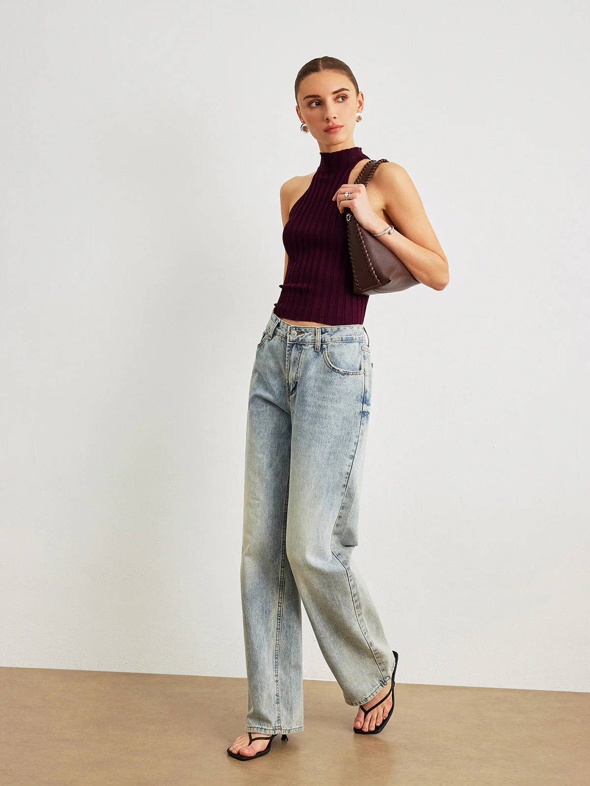 Ribbed Knit High-Neck Top - Image 4
