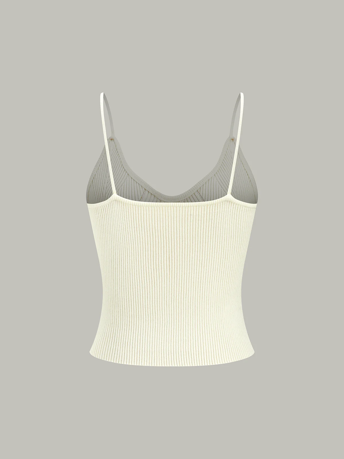 Ribbed Knit Metal Button Cami Top - Image 4