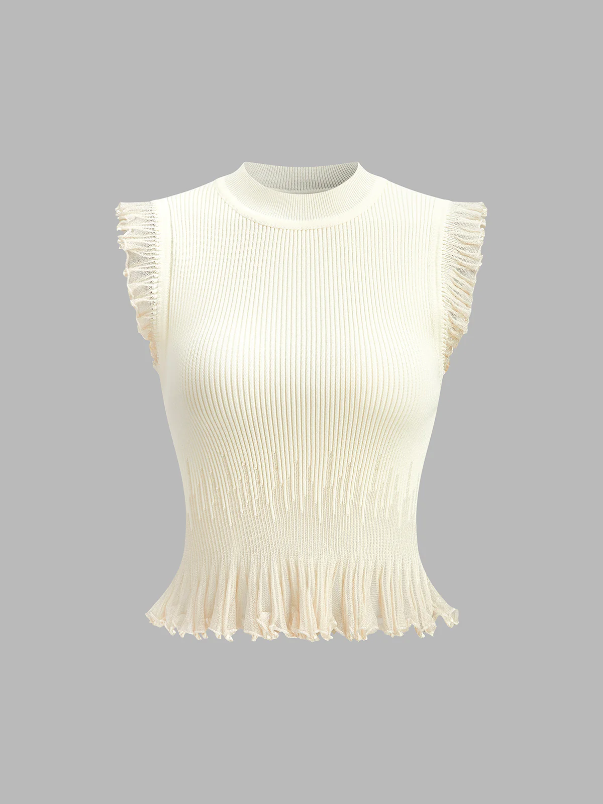 Ribbed Knit Ruffle Top - Image 7