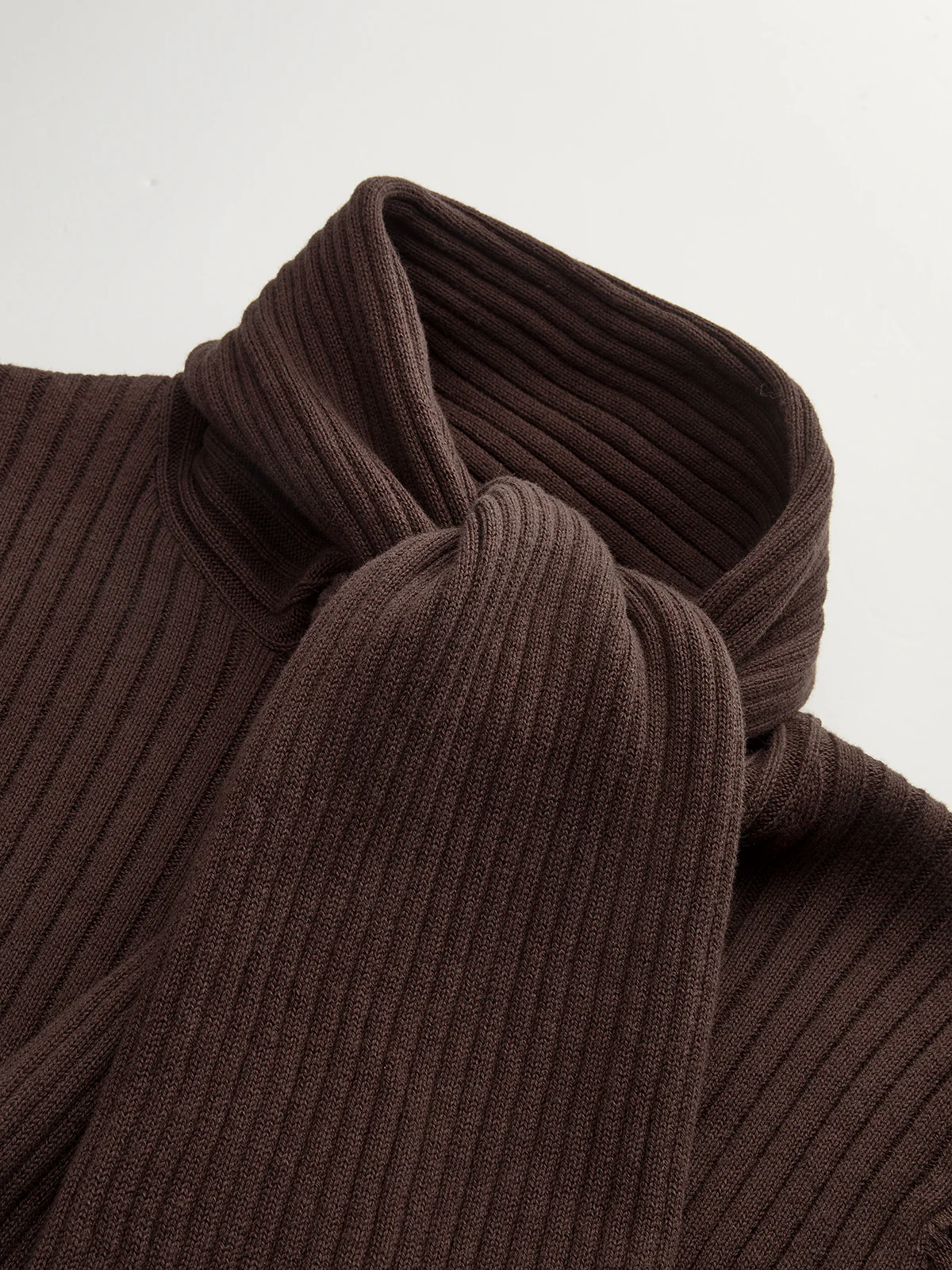 Ribbed Knit Scarf Detail Fitted Top - Image 4