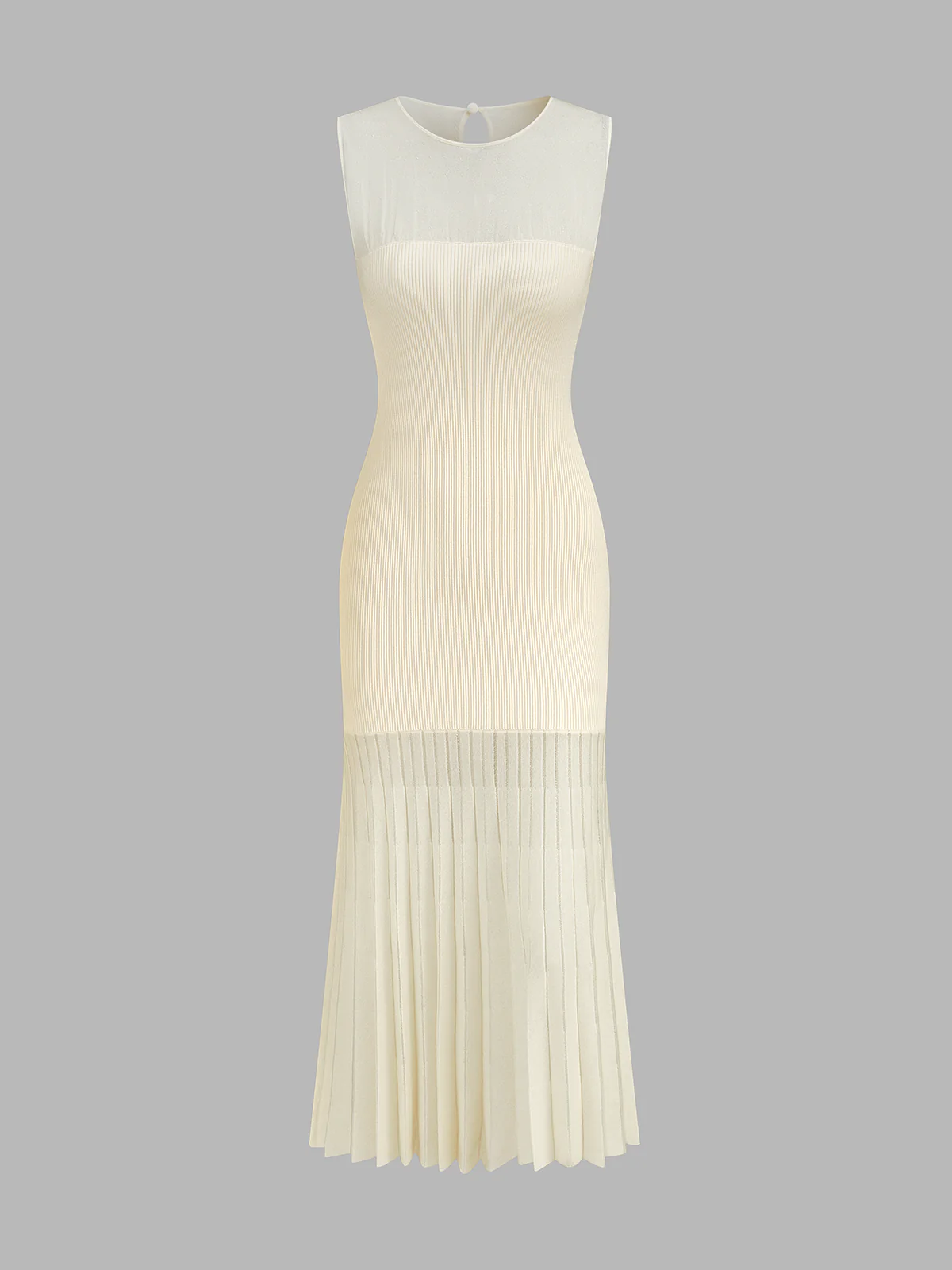 Ribbed Knit Sheer Pleated Maxi Dress - Image 2