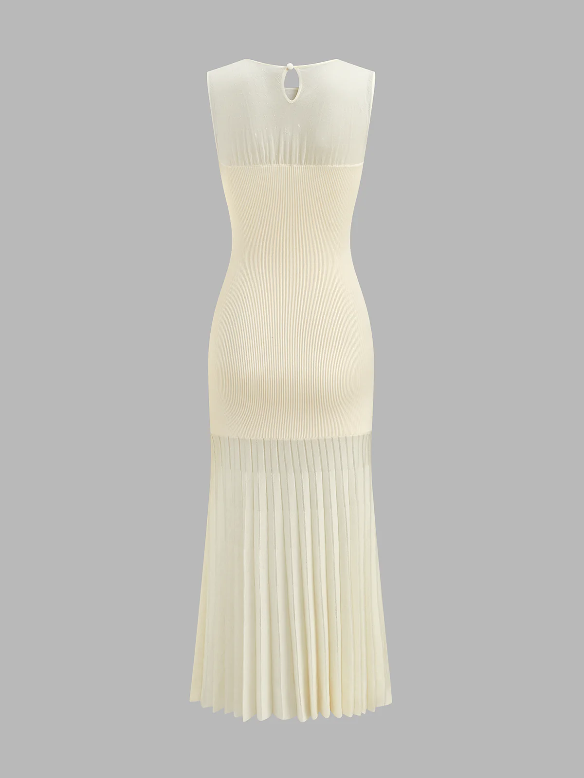 Ribbed Knit Sheer Pleated Maxi Dress - Image 3