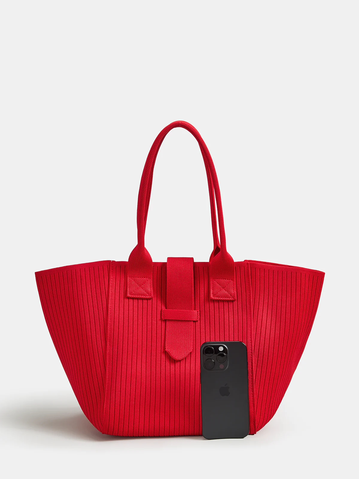 Ribbed Knitted Large Casual Tote Handbag - Image 2