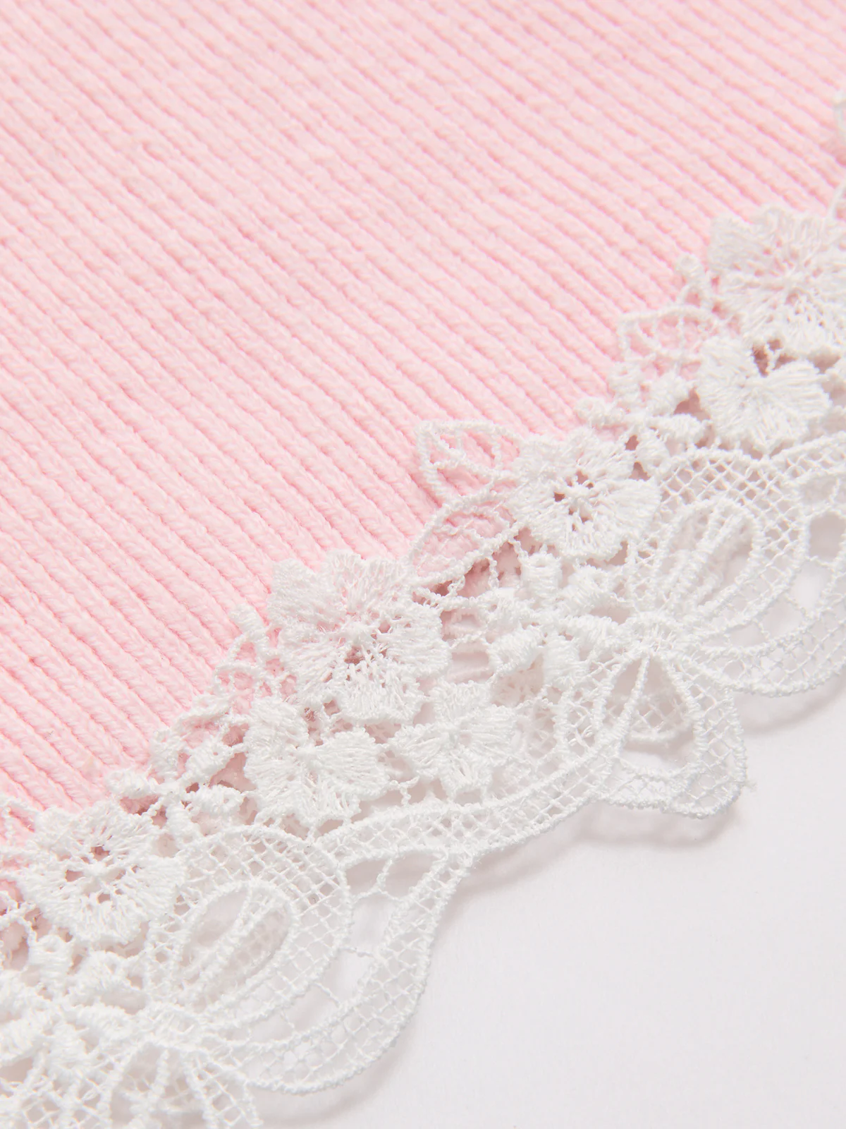 Ribbed Lace-Trim Short-Sleeve Cardigan - Image 5