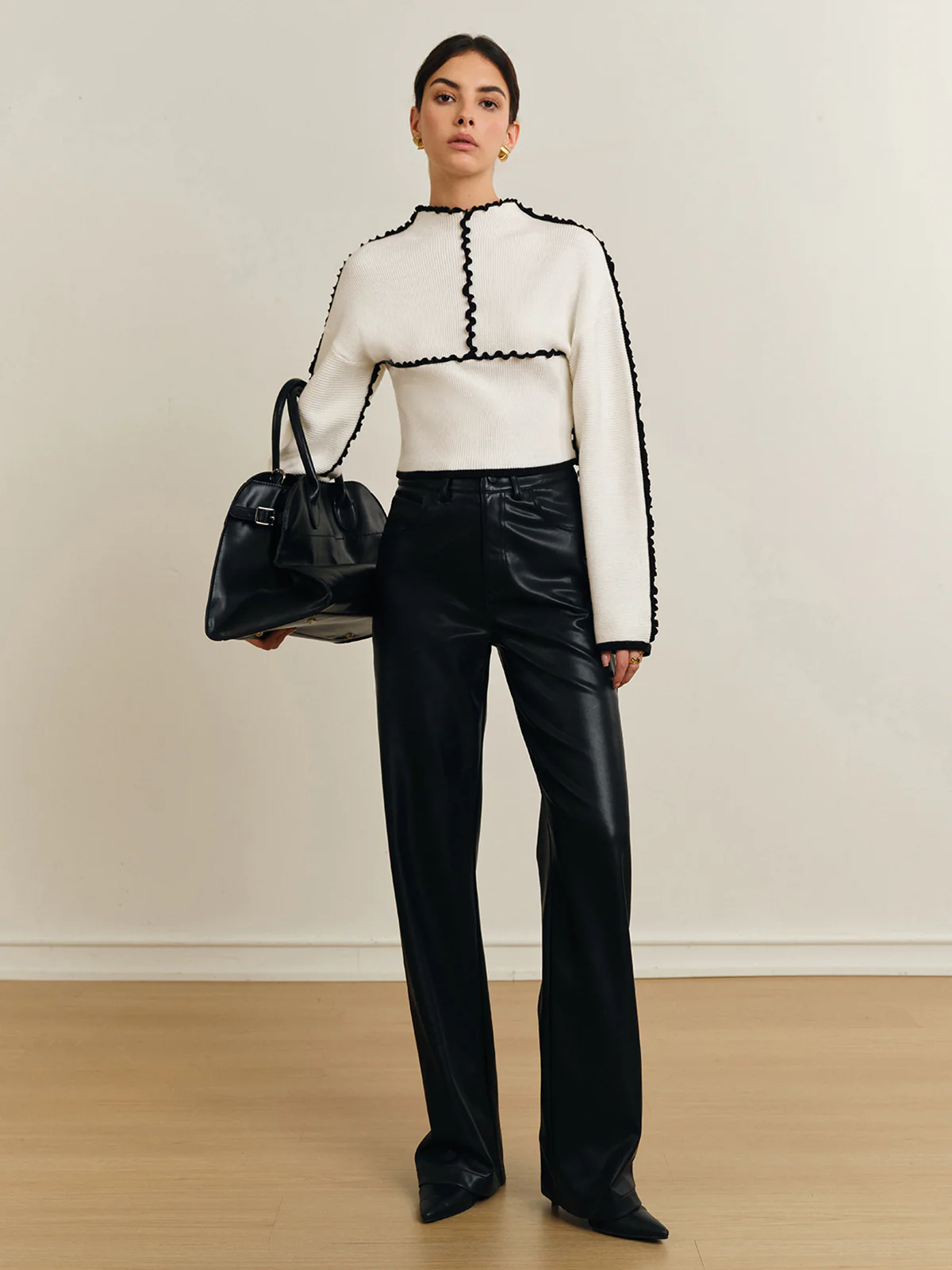 Ribbed Lettuce Trim Knit Top - Image 4