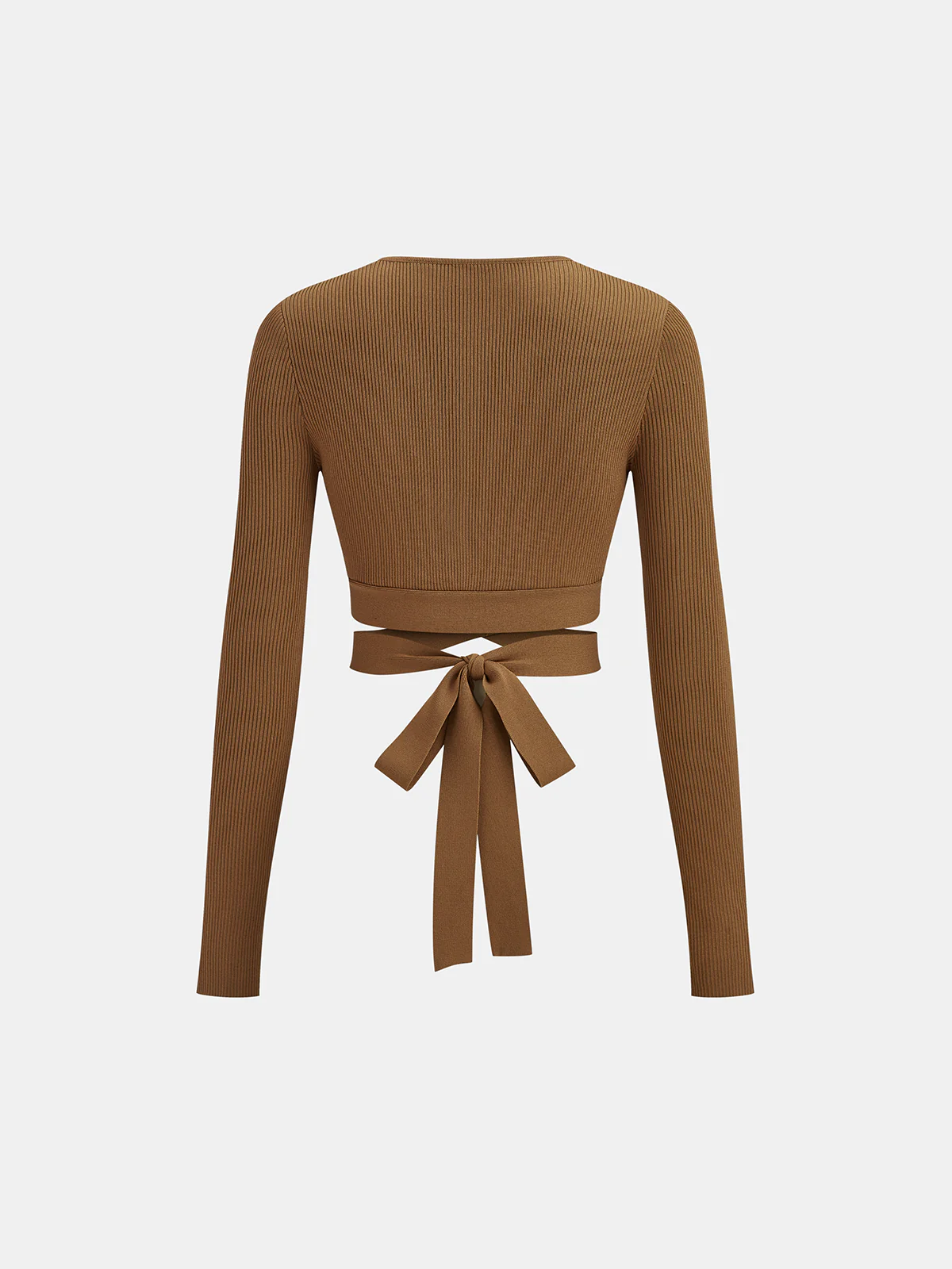 Ribbed Long Sleeve Tie-Back Top - Image 2