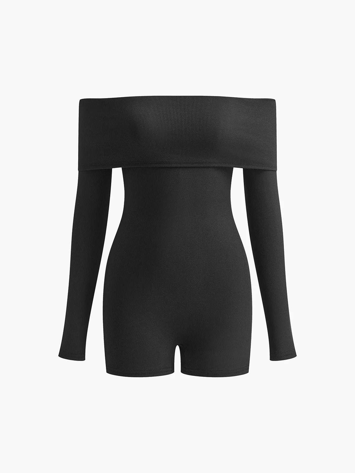 Ribbed Off-Shoulder Plain Jumpsuit - Image 3