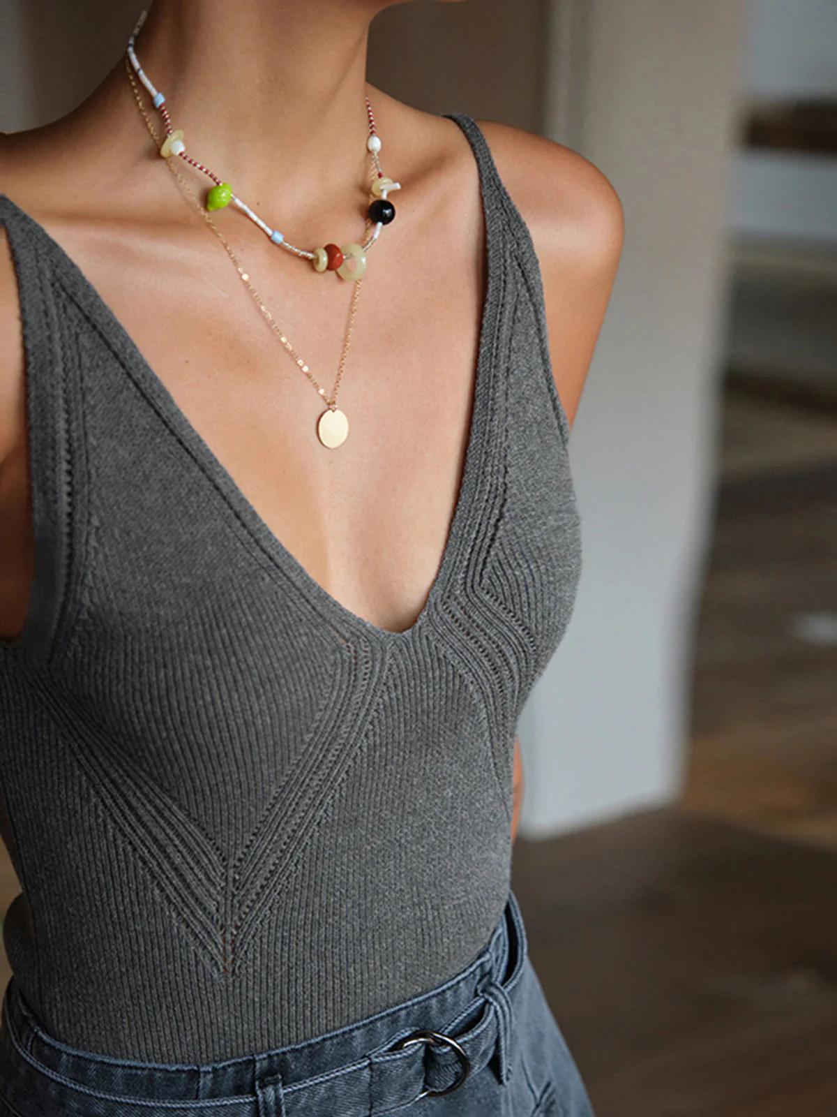 Ribbed Plain Sweater Vest - Image 2