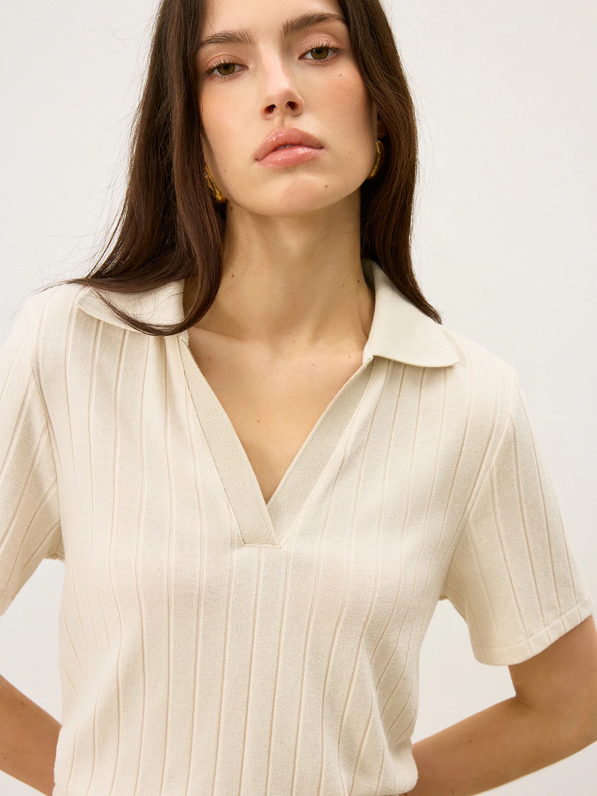 Ribbed Polo-Neck Knit Top - Image 5