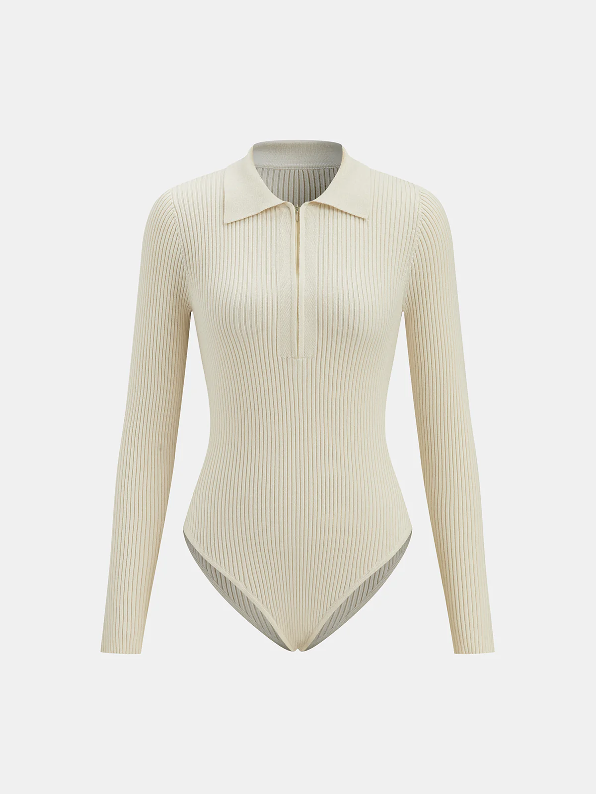 Ribbed Polo Zip Knit Bodysuit - Image 2