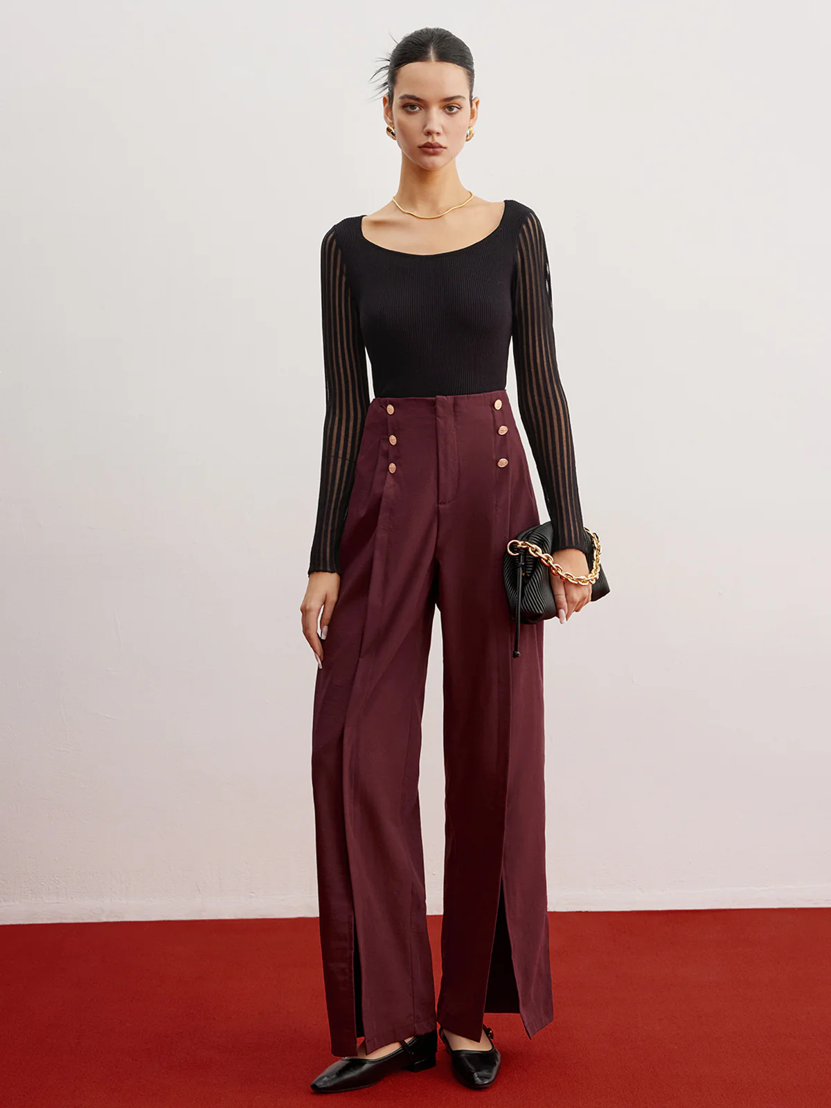Ribbed Sheer Sleeve Sweater - Image 5