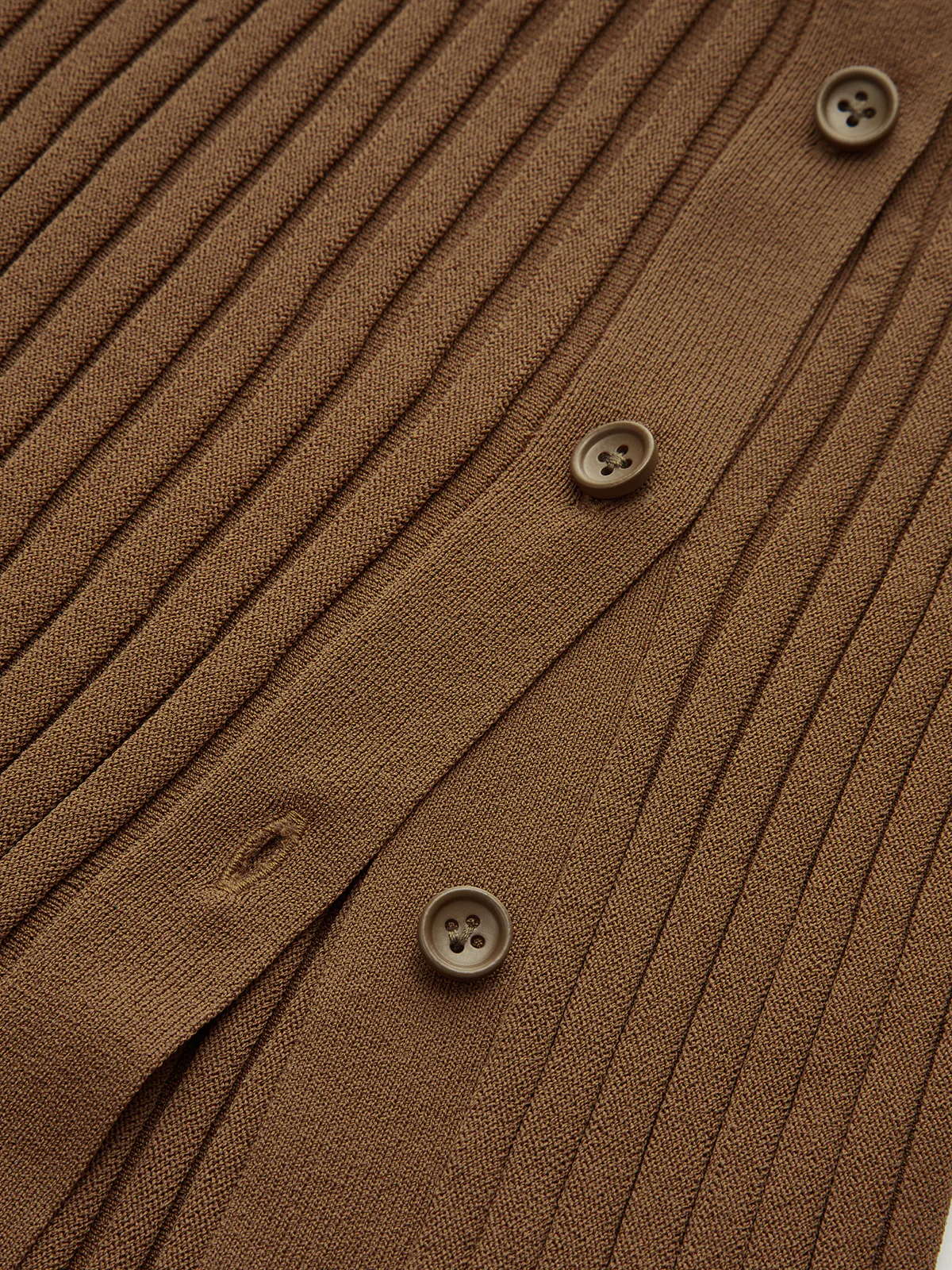 Ribbed Side Slit Button Detail Midi Skirt - Image 3