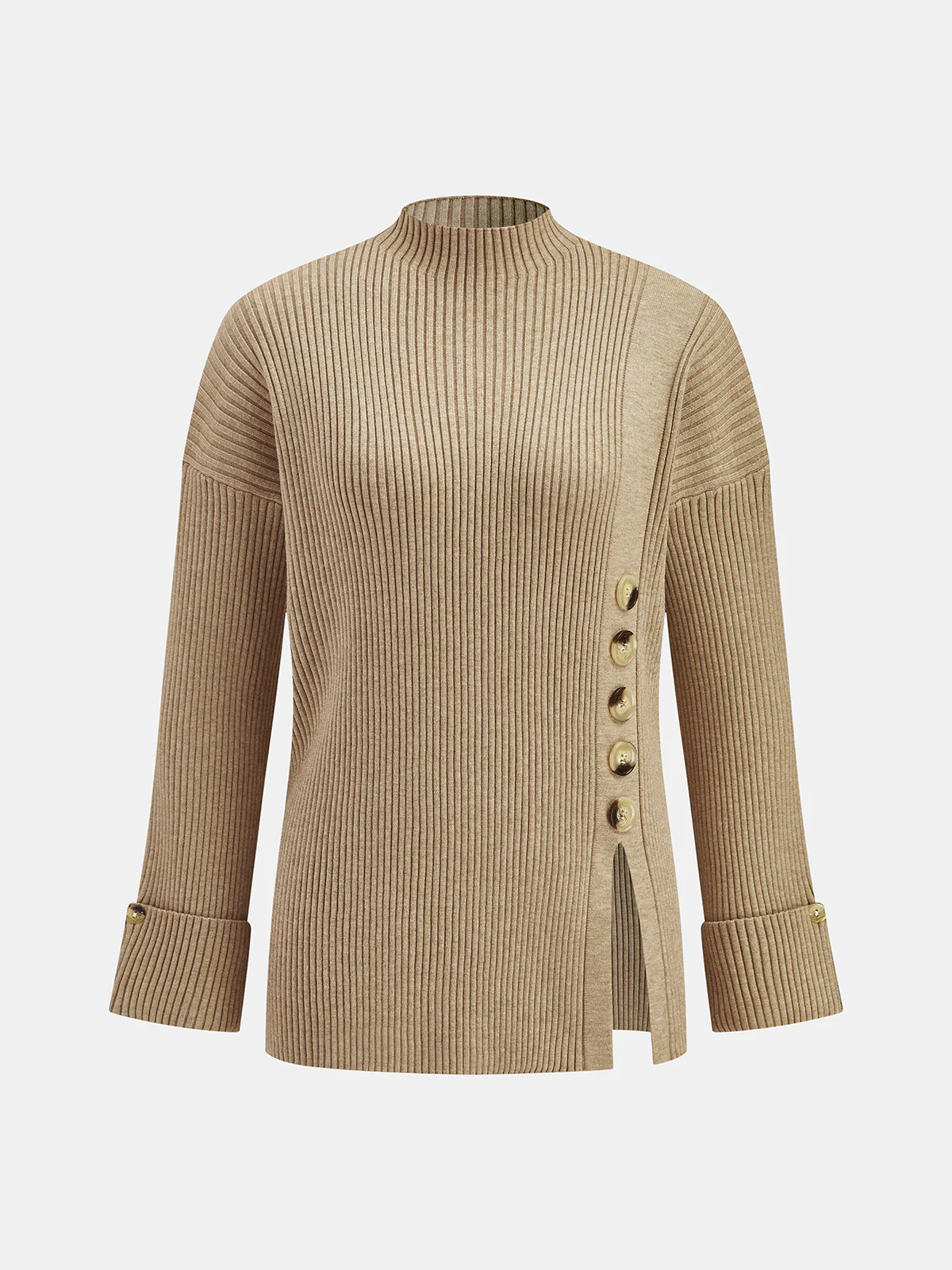 Ribbed Side-Slit Sweater & Midi Skirt Set - Image 2