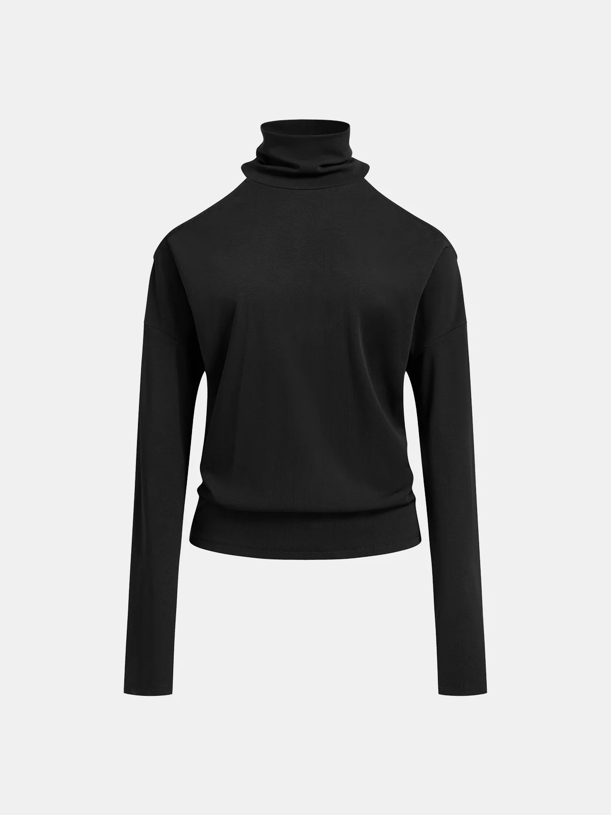 Ribbed Turtleneck Long-Sleeve Top