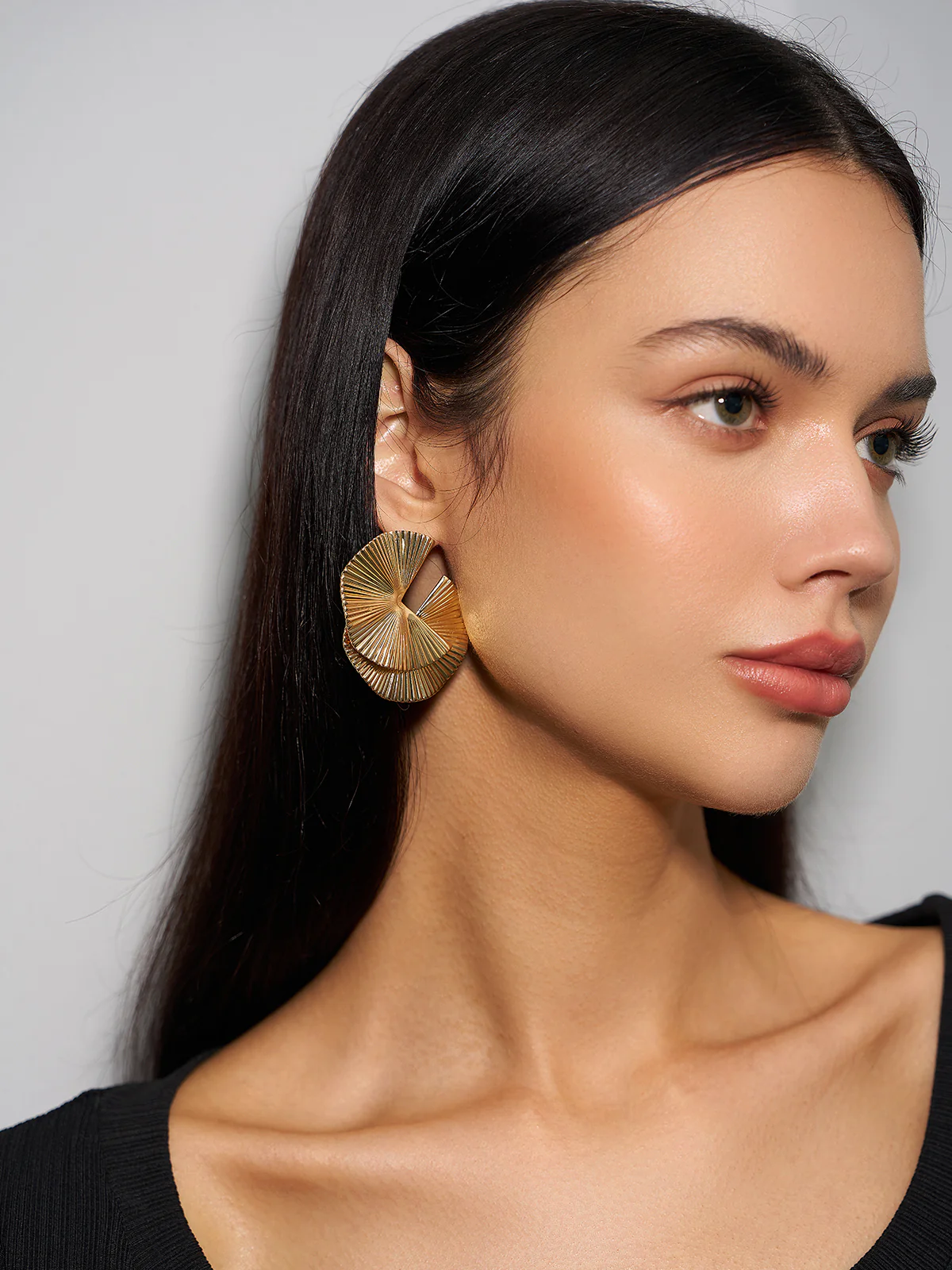 Ripple Hoop Stud Earrings - Image 2