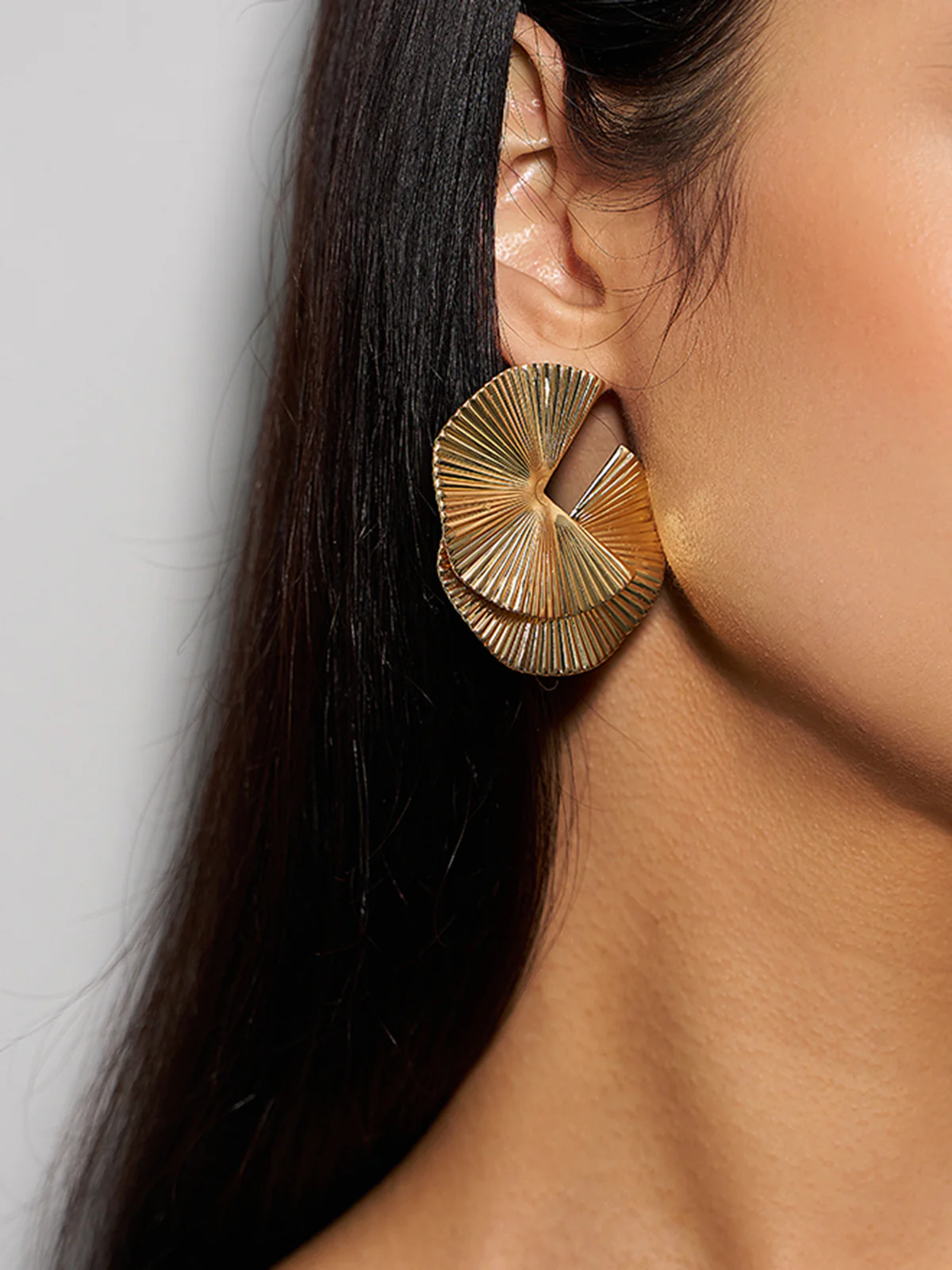Ripple Hoop Stud Earrings - Image 4