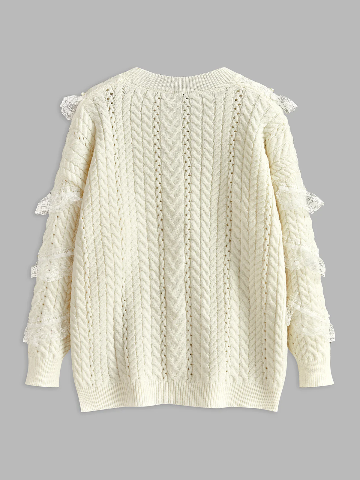 Romance Lace Trim Beaded Sweater - Image 2