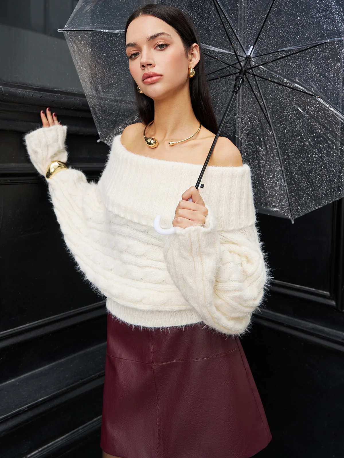 Romance Off-Shoulder Twist Sweater - Image 6