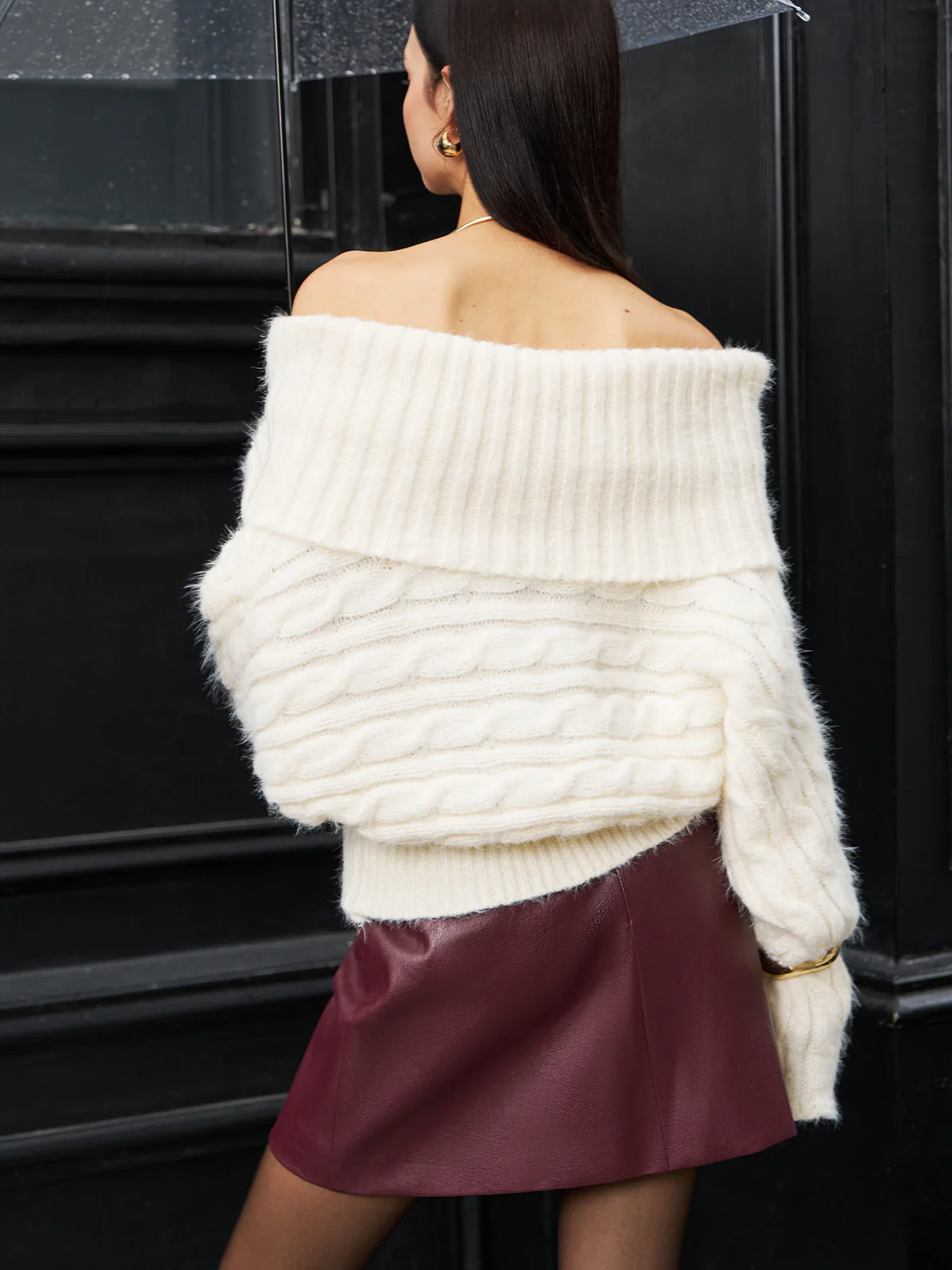 Romance Off-Shoulder Twist Sweater - Image 7