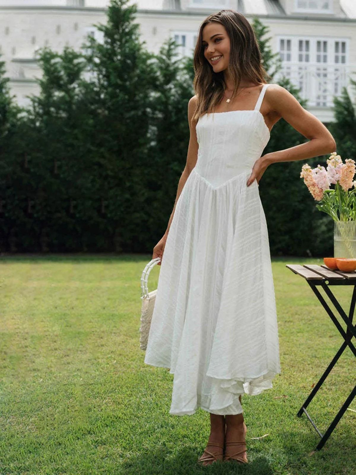 Romantic Cotton Long Cami Dress - Image 2