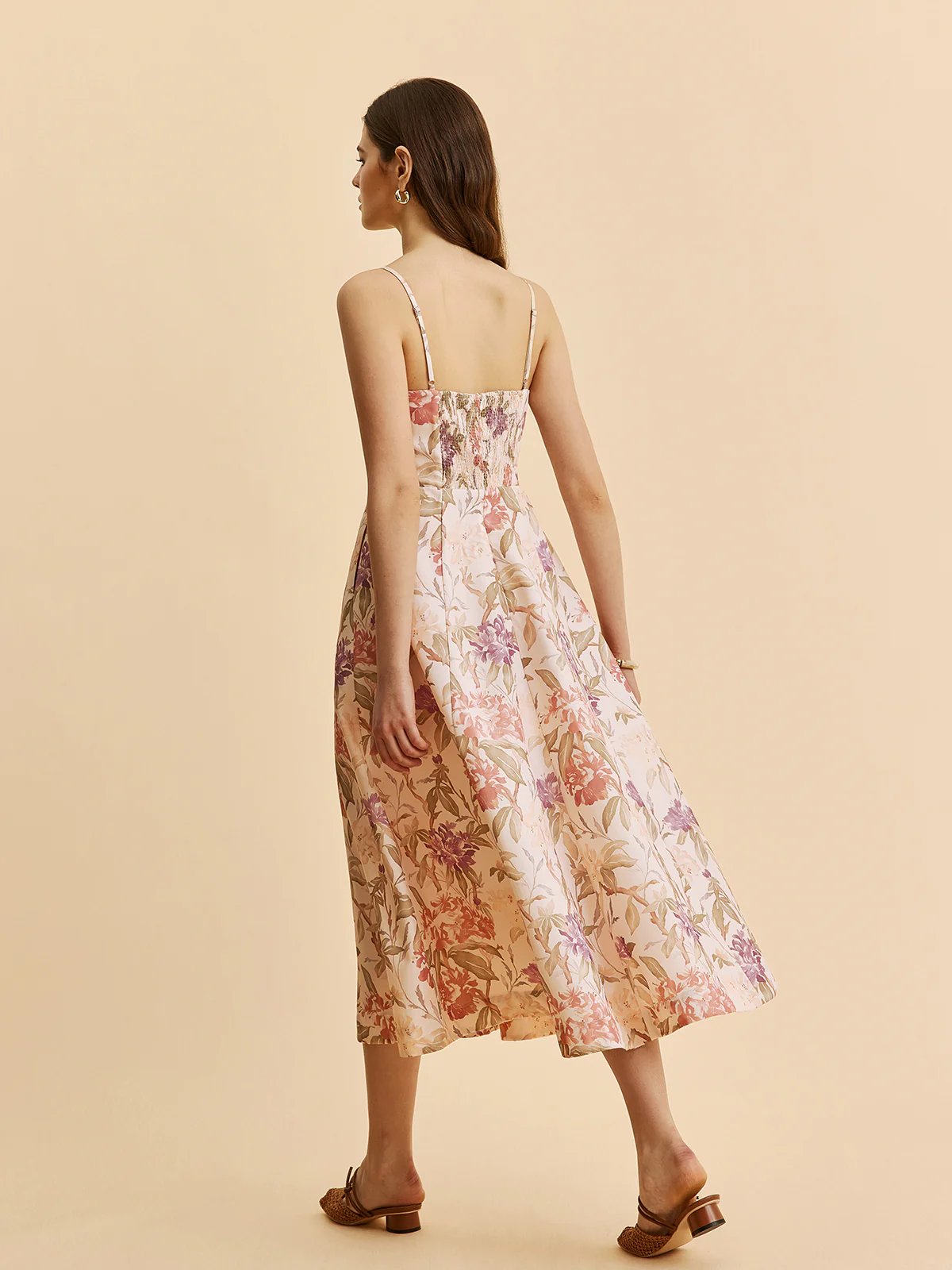 Romantic Floral A-Line V-Neck Cami Dress - Image 5