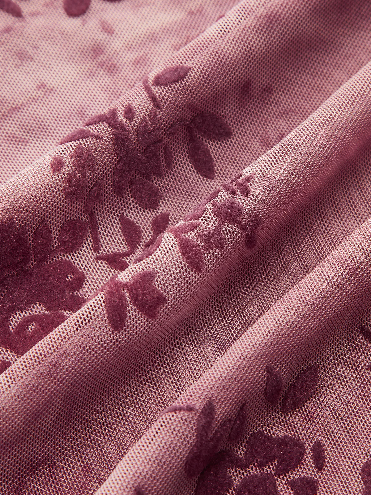 Rose Floral Mesh Ruched Top - Image 3