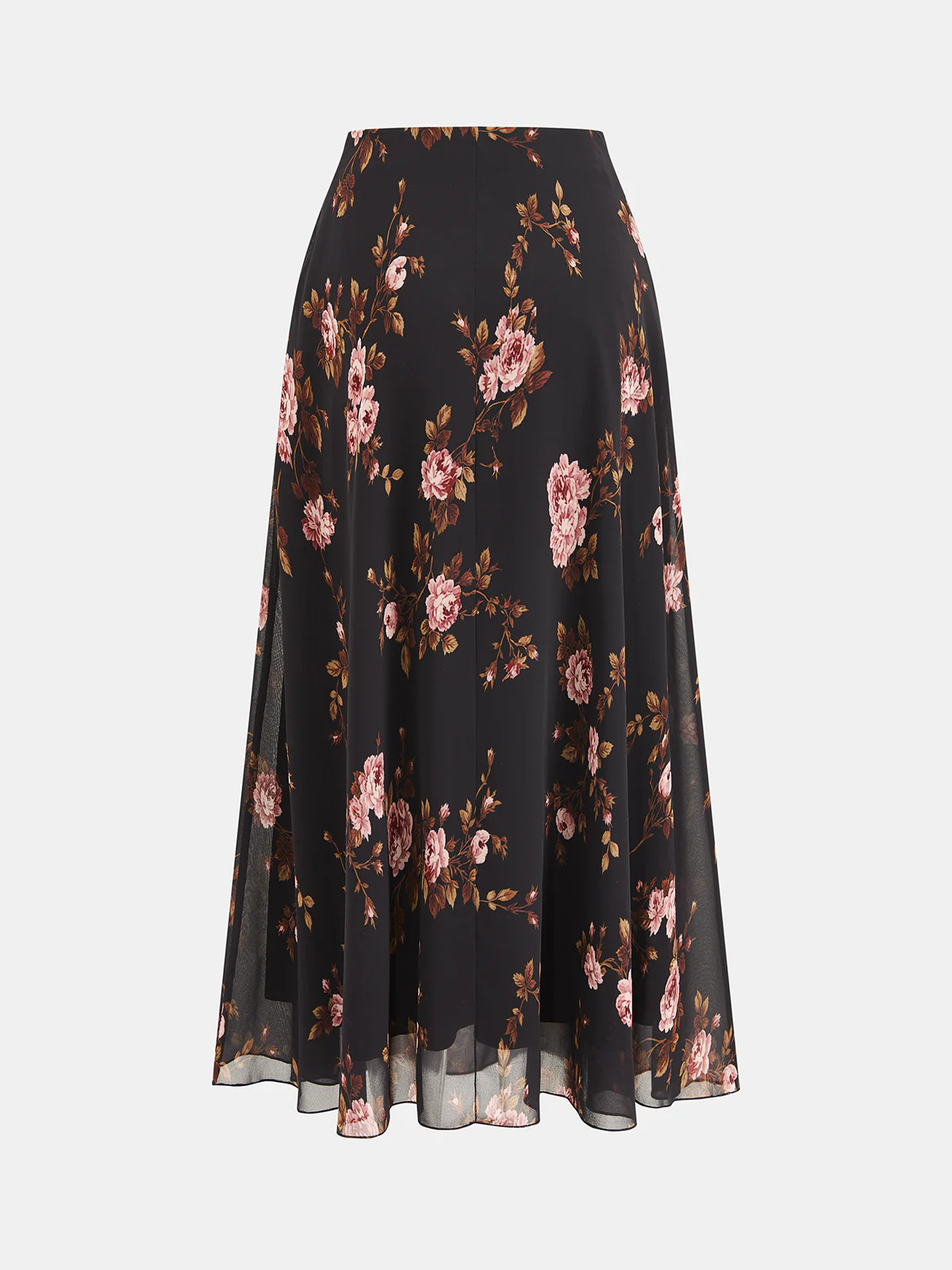 Rose Print Chiffon Maxi Skirt - Image 2
