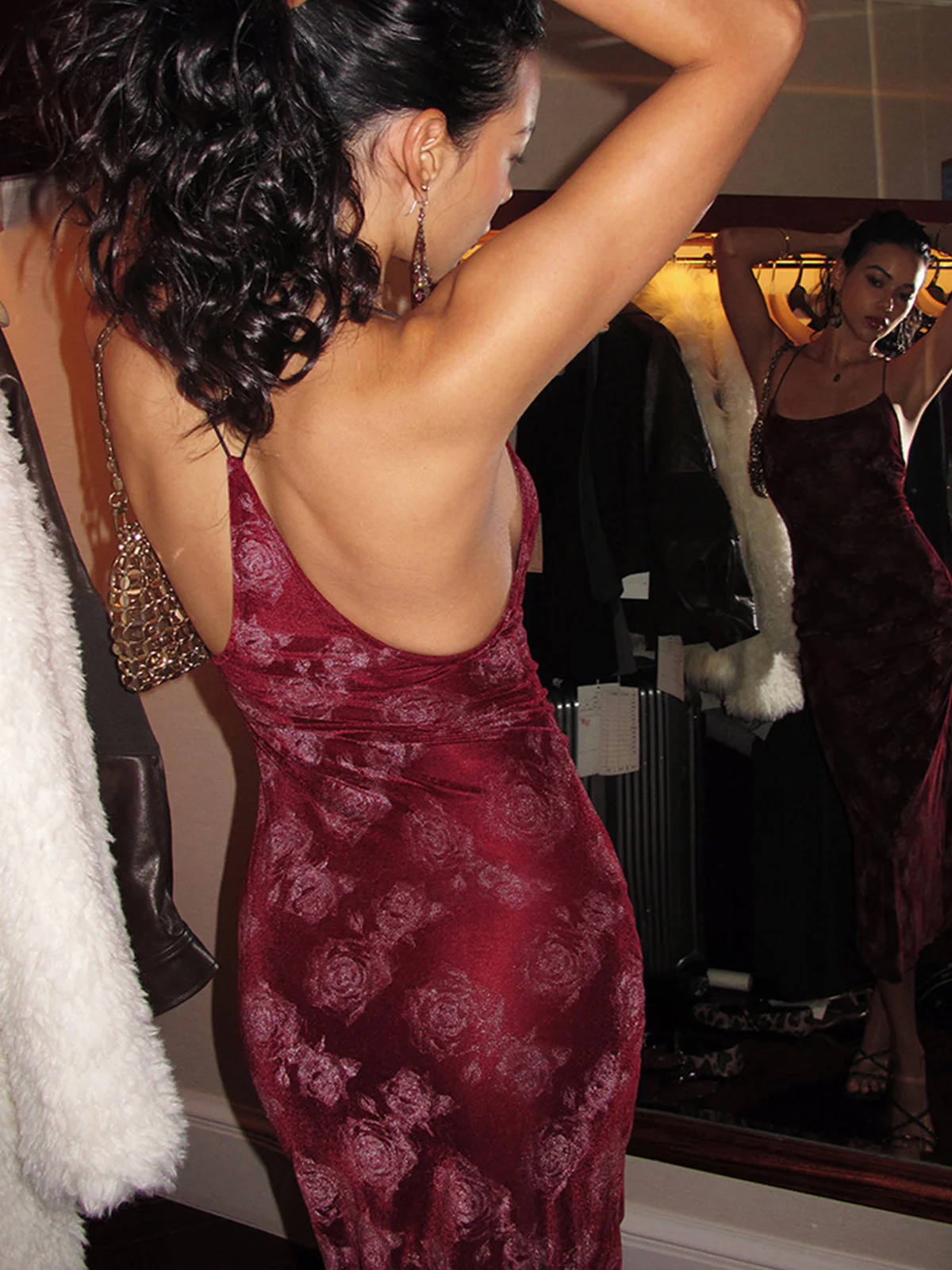Rose Velvet Cami Dress - Image 4