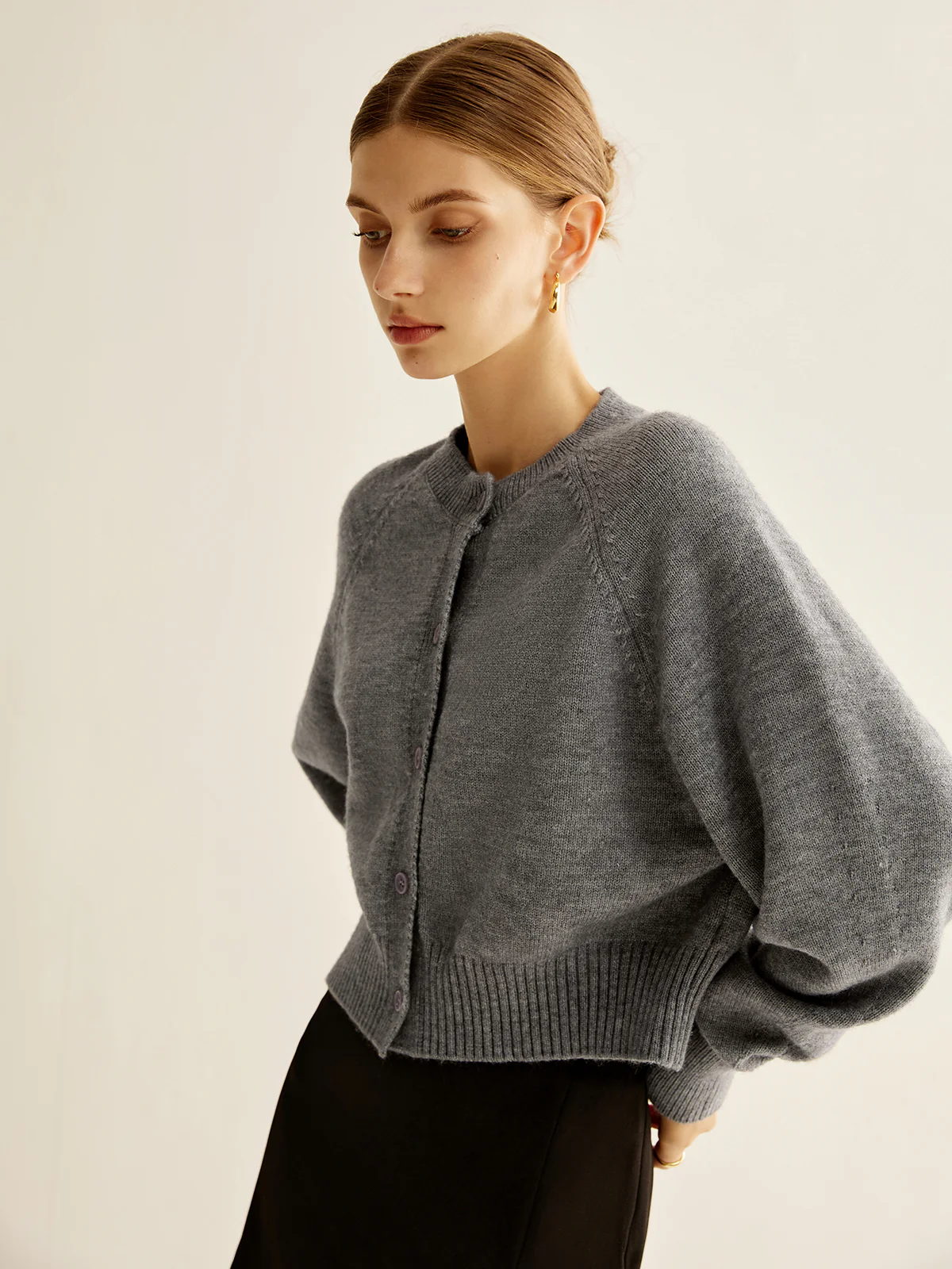 Round Neck Breasted Cardigan - Image 5