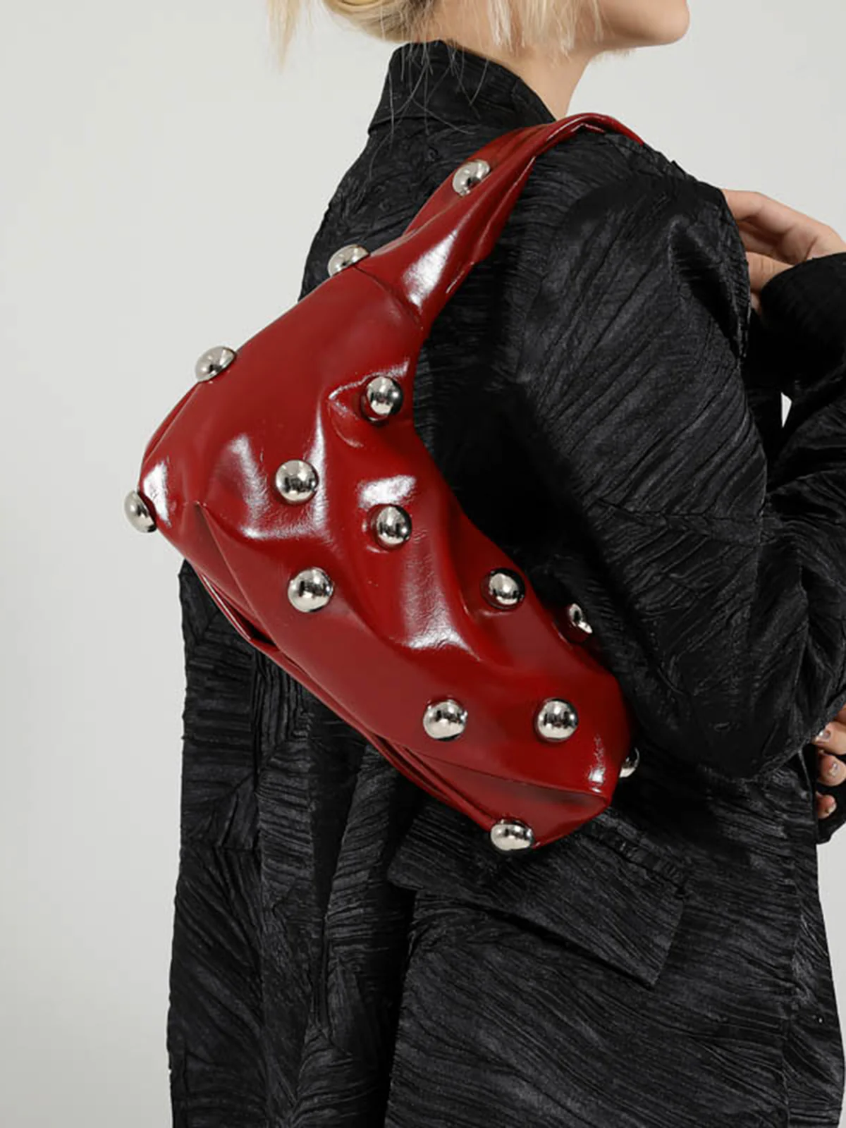 Rounded Studded Armpit Bag - Image 2