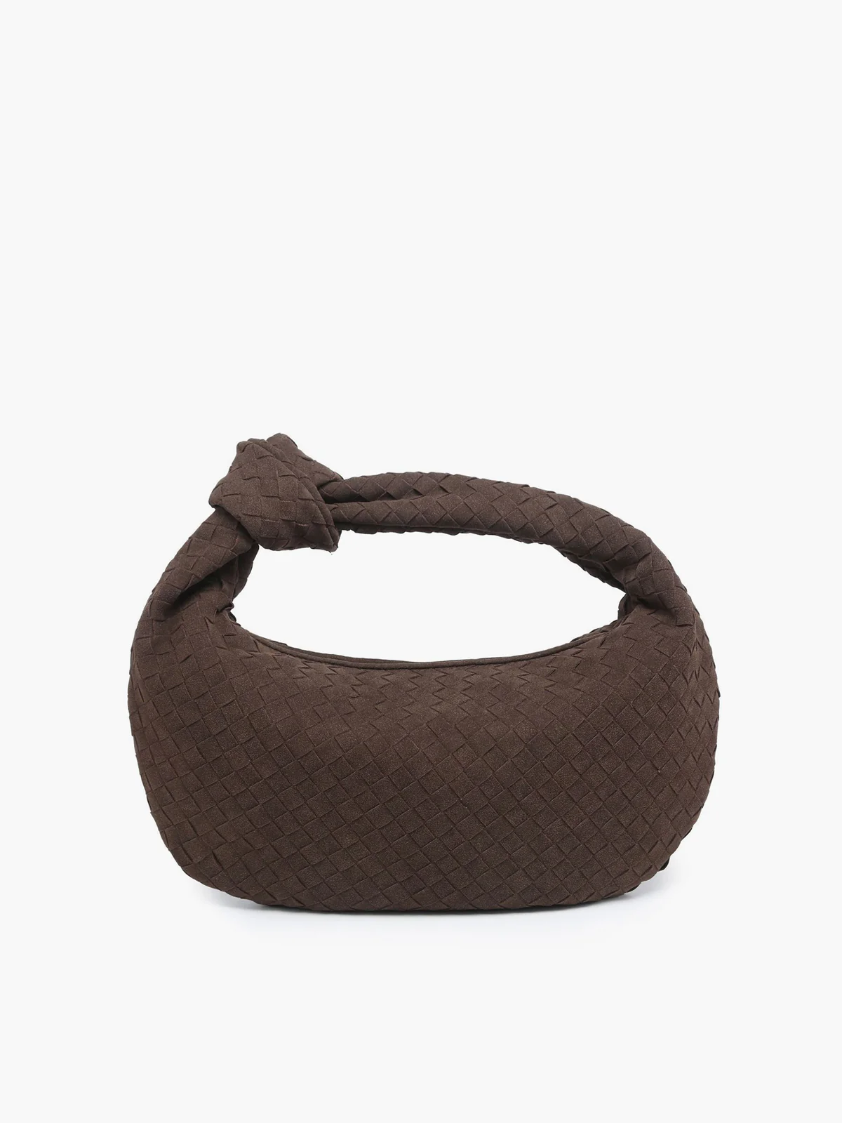 Rounded Woven Knotted Suede Bag - Image 2