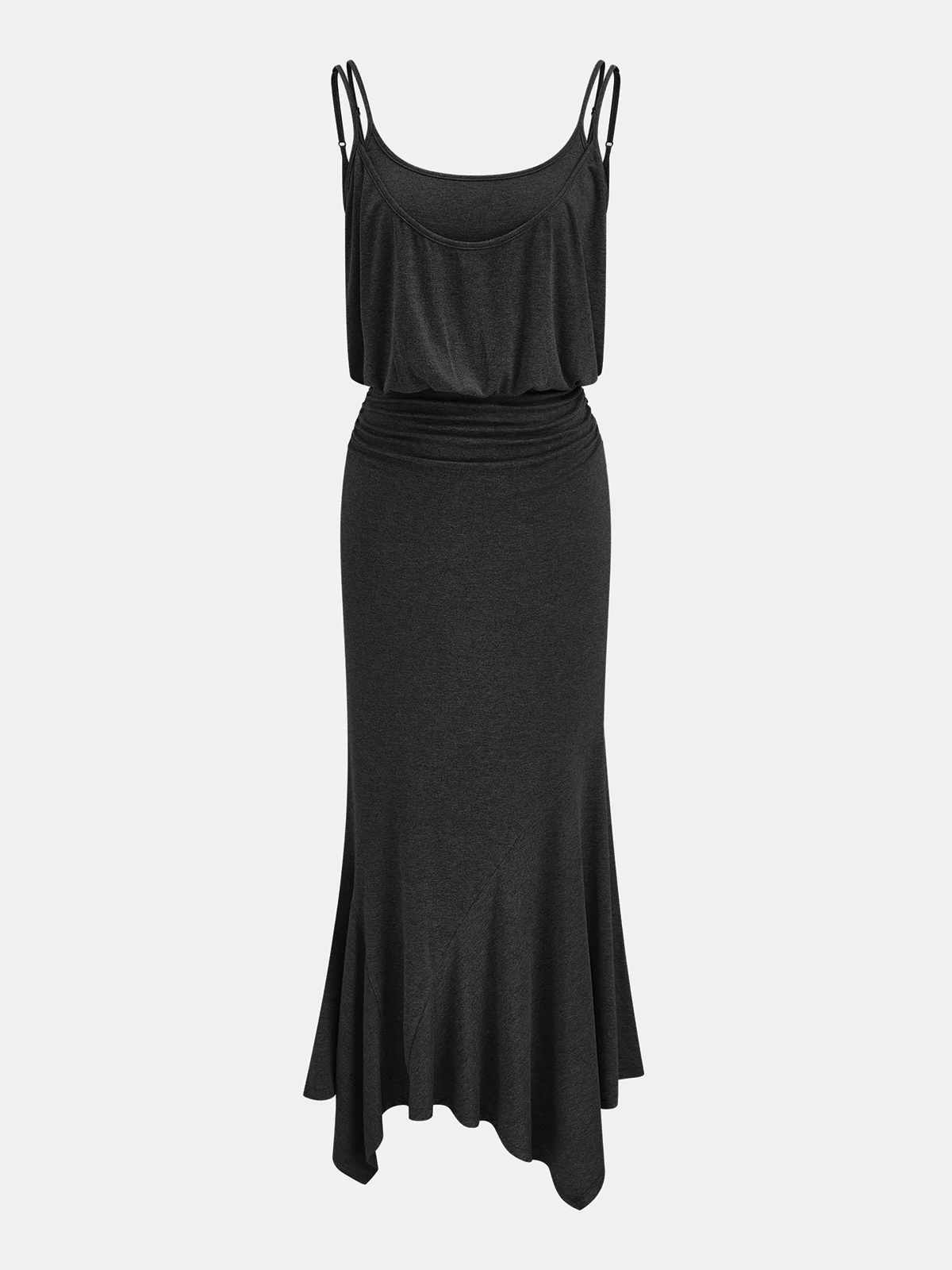 Ruched Asymmetric Cami Maxi Dress - Image 5
