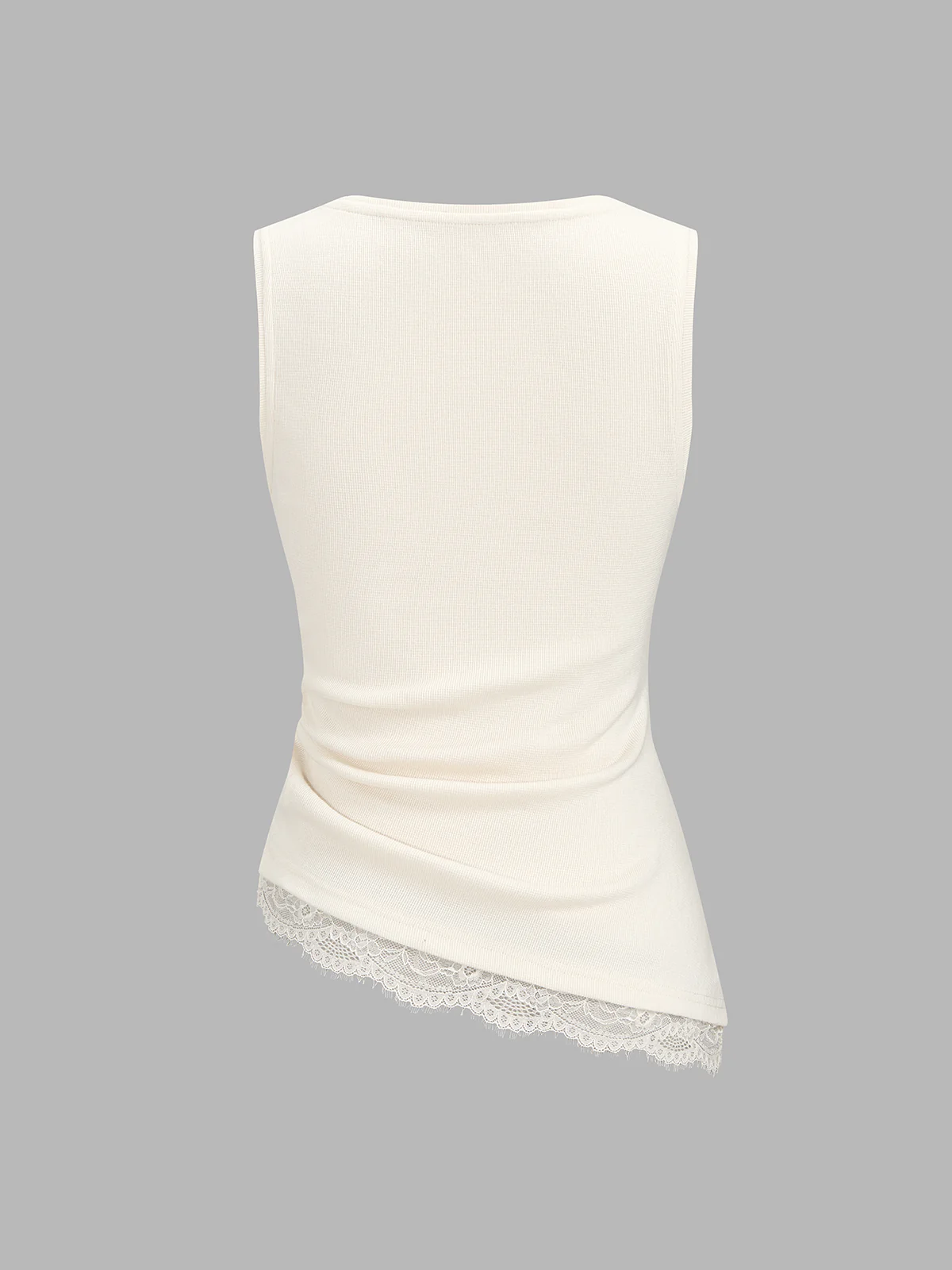 Ruched Asymmetric Lace Trim Tank Top - Image 2