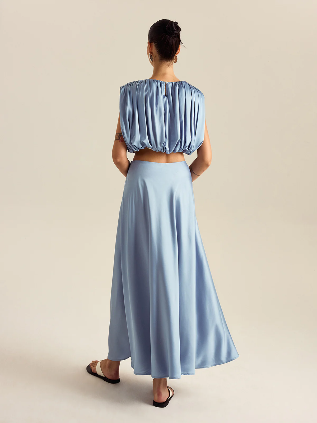 Ruched Crop Top Skirt Set - Image 7